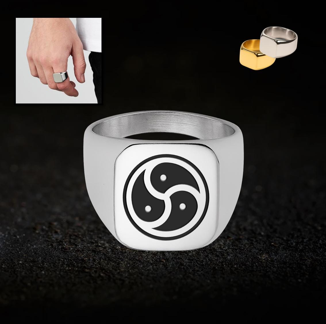 Triskelion Engraved Ring