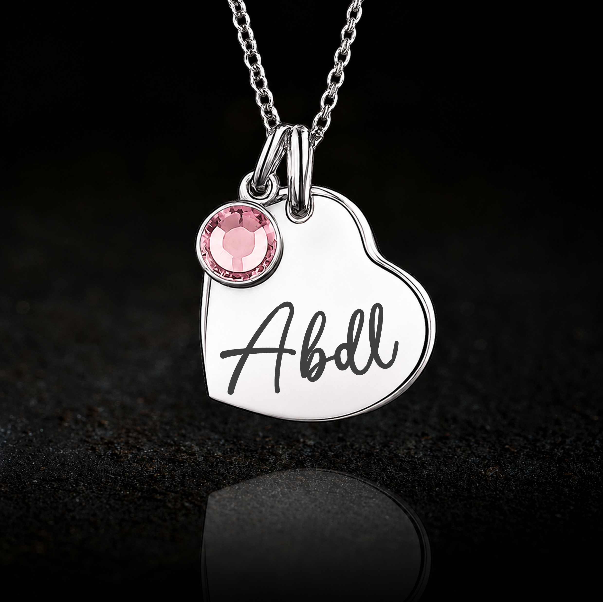 ABDL Heart Necklace, Optional Birthstone