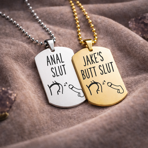 Anal slut humiliation role necklace BDSM submissive dog tag jewellery
