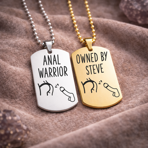 Anal Warrior humiliation role necklace BDSM submissive dog tag jewellery