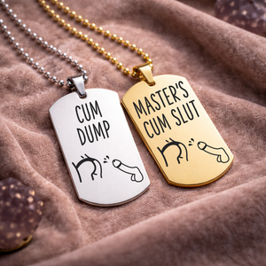 Stainless steel Anal Slut fetish necklace BDSM submissive dog tag pendant