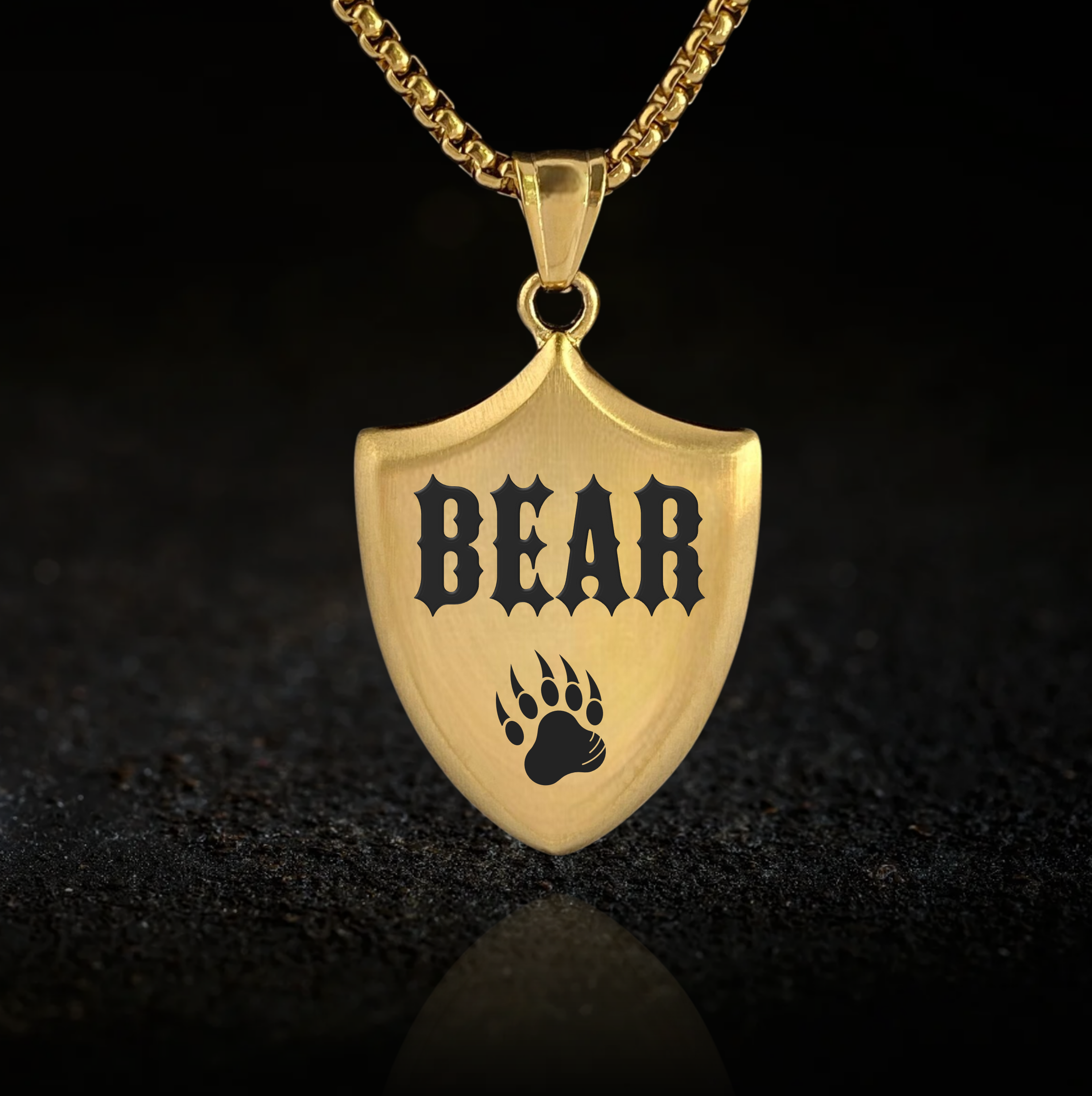Bear Pride Paw, Masculine Shield Pendant Necklace