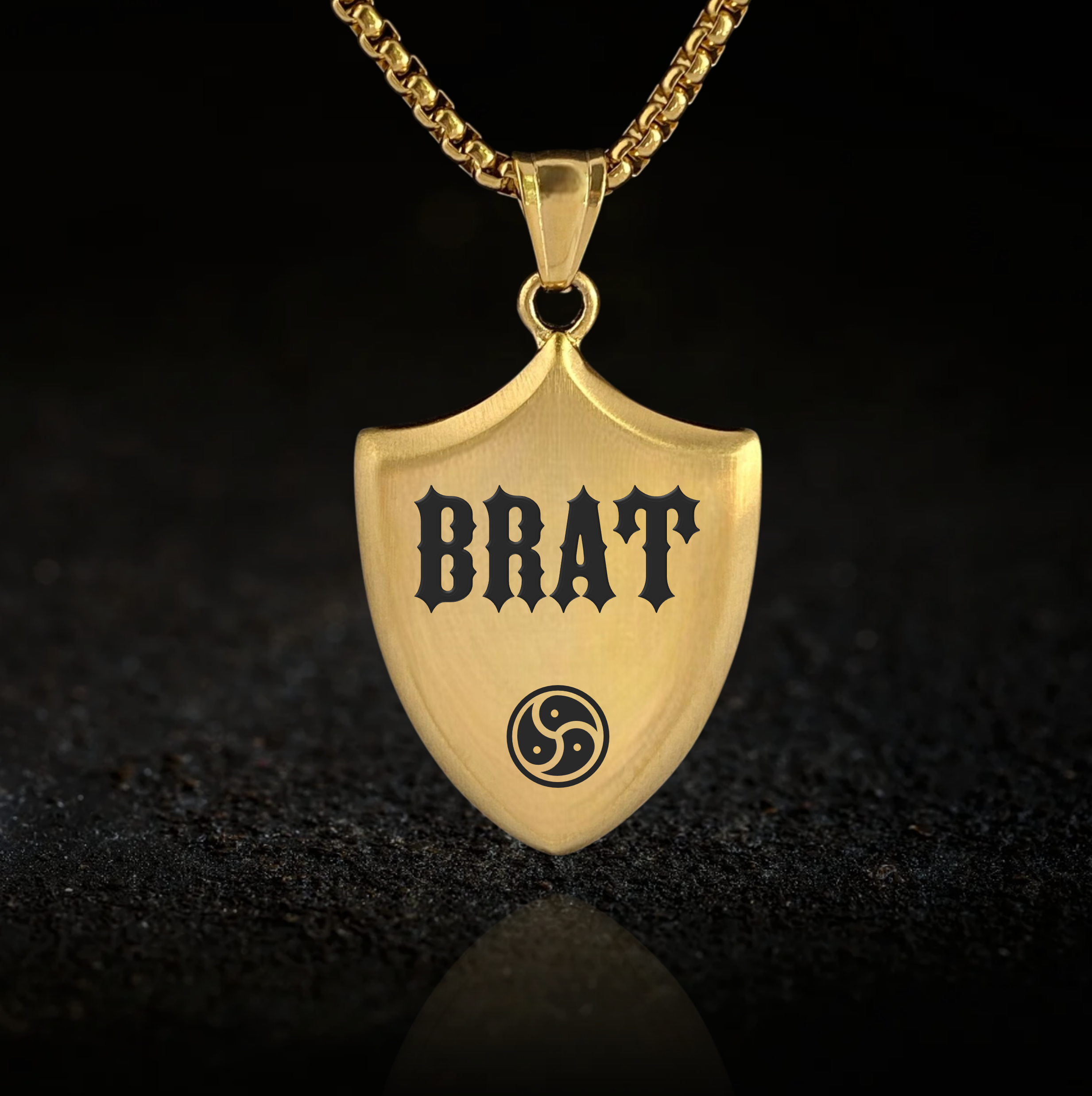 Submissive Brat, BDSM Triskelion Shield Necklace