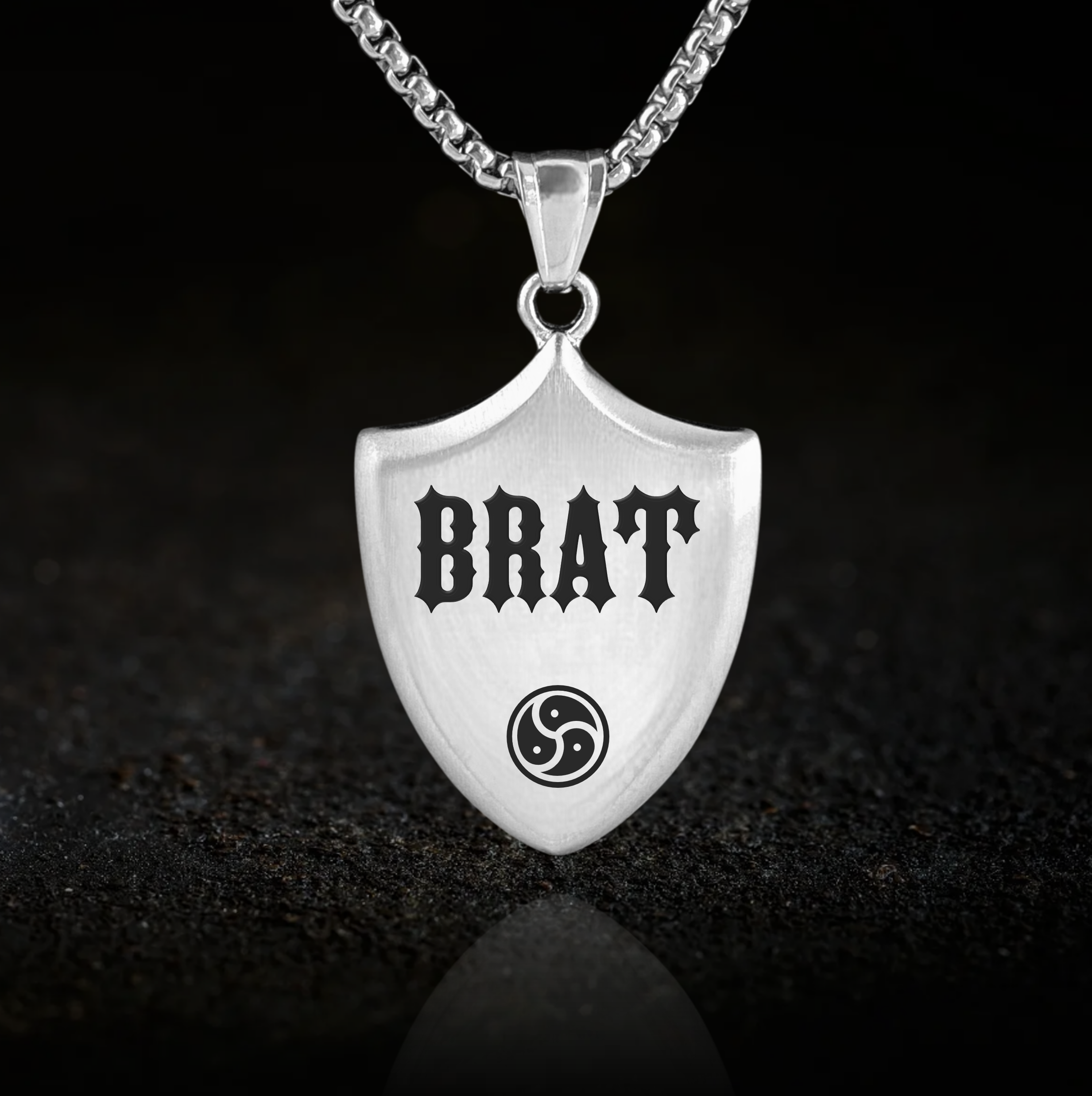 Submissive Brat, BDSM Triskelion Shield Necklace
