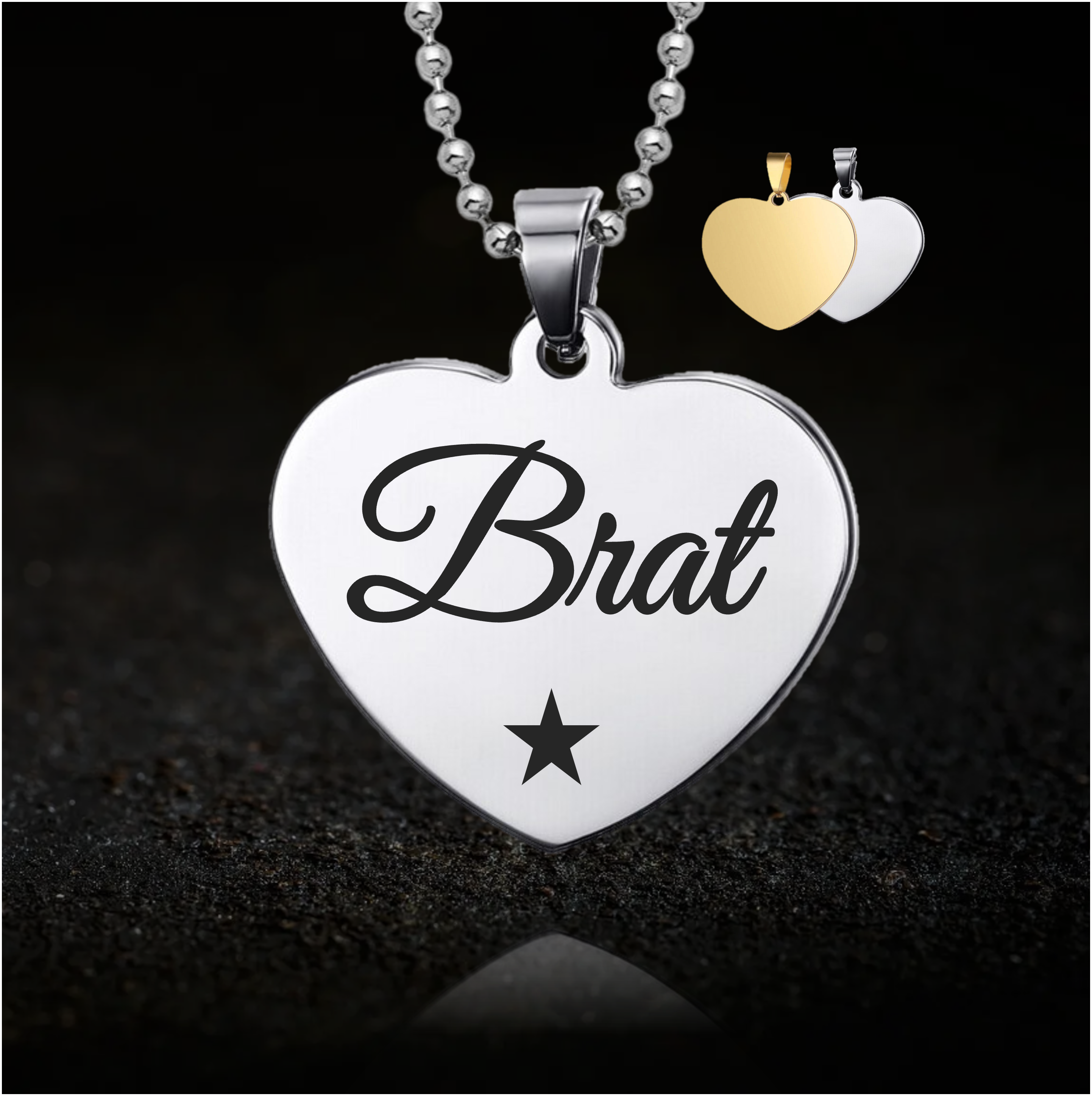 Submissive Obedient Brat, BDSM Heart Necklace