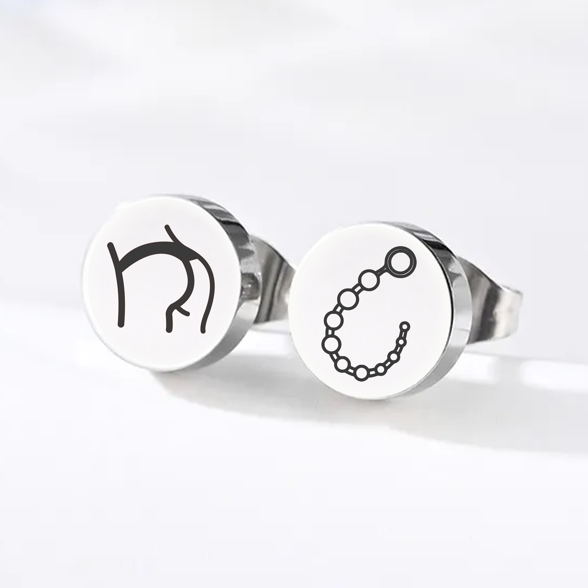 Bottom and Anal Bead, Stud Earrings