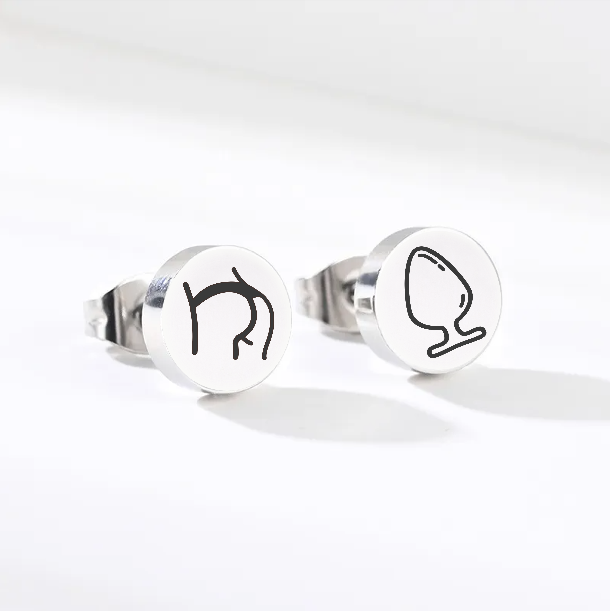 Bottom and Butt Plug, Stud Earrings