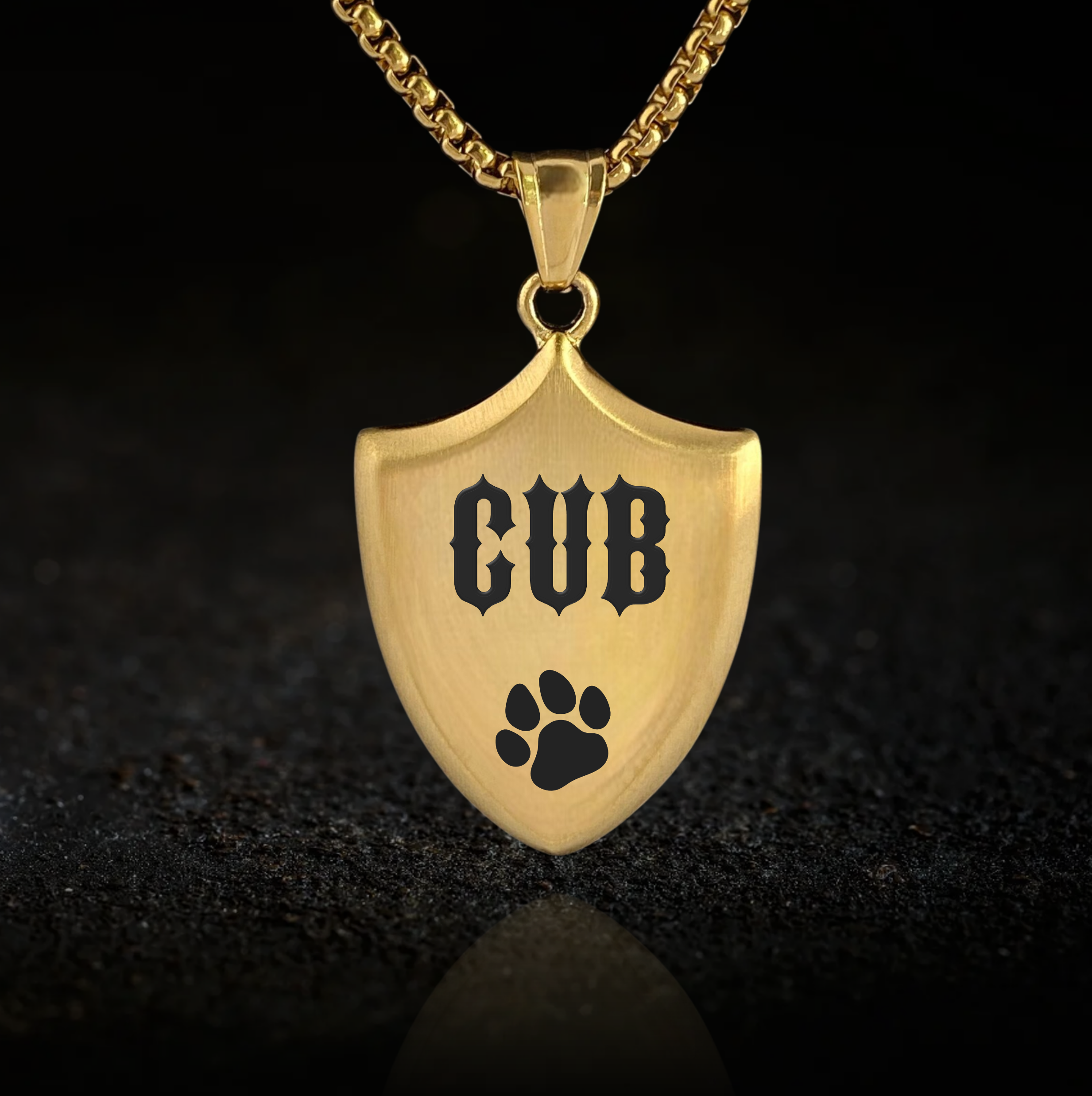 Cub, Bear Pride Paw, Masculine Shield Pendant Necklace