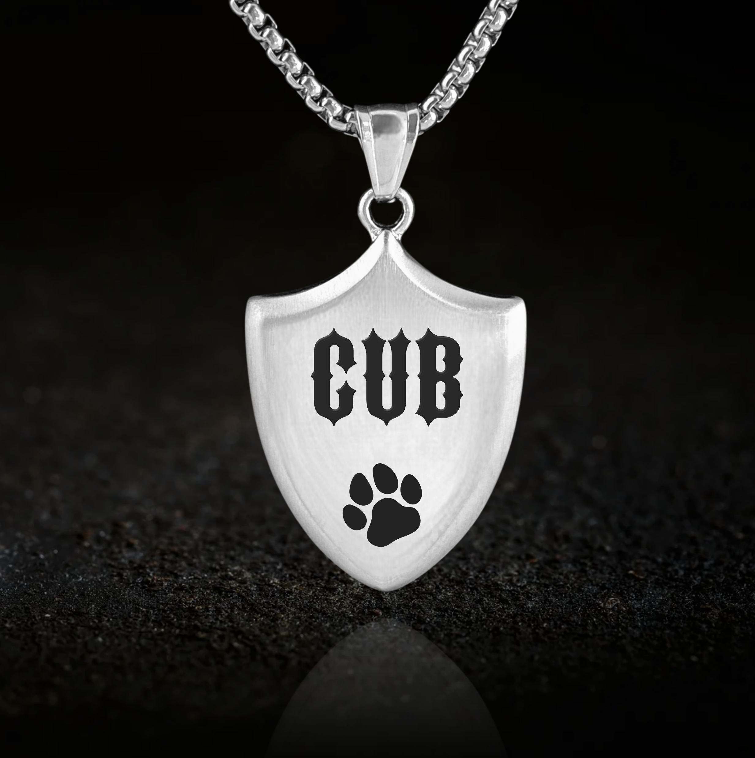 Cub, Bear Pride Paw, Masculine Shield Pendant Necklace