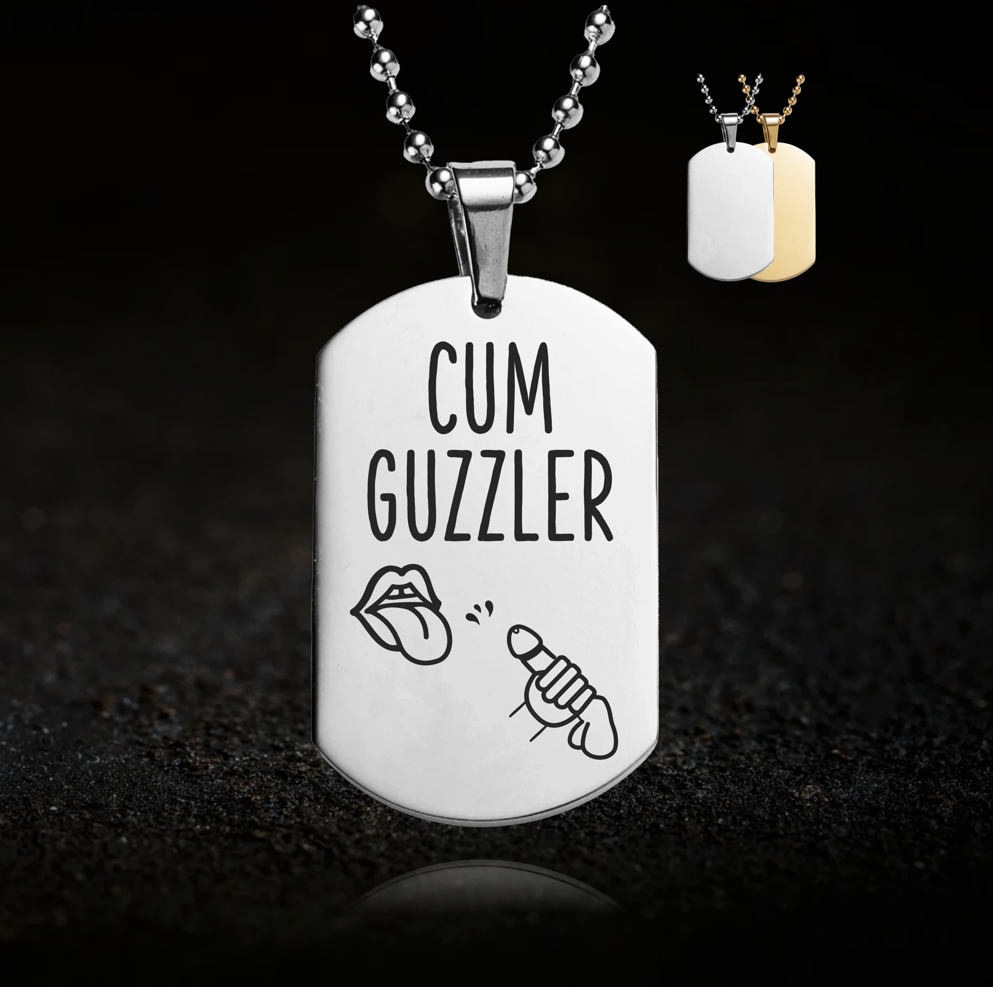 Cum Guzzler Role Tag Necklace – Engraved Stainless Steel Pendant