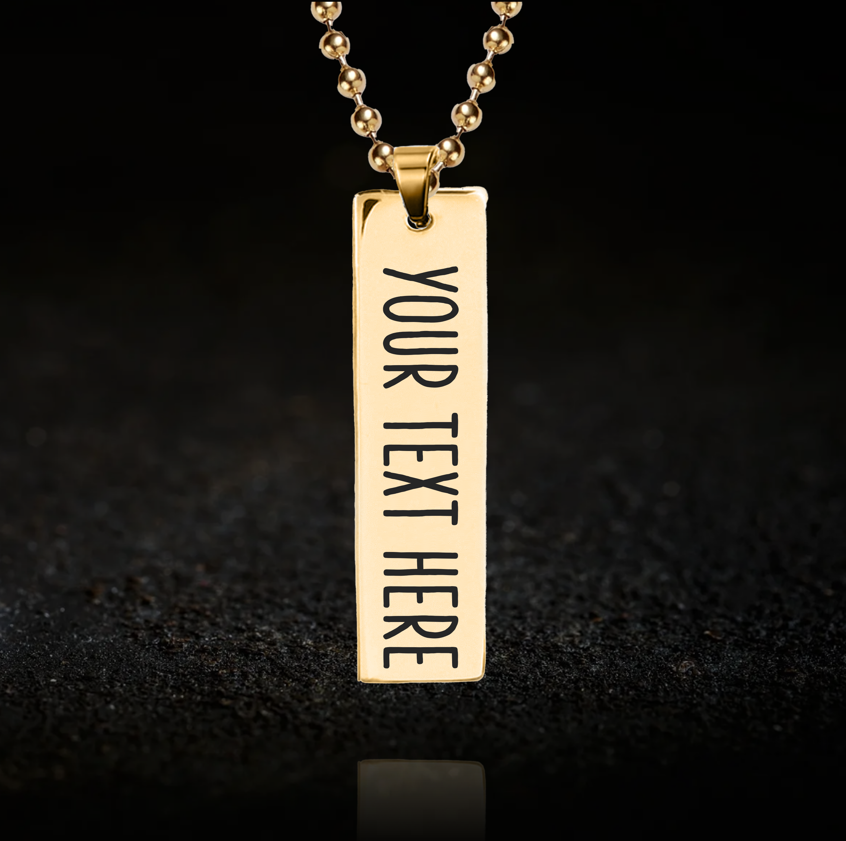 Custom Text, Rectangle Bar Necklace (12 X 50mm)