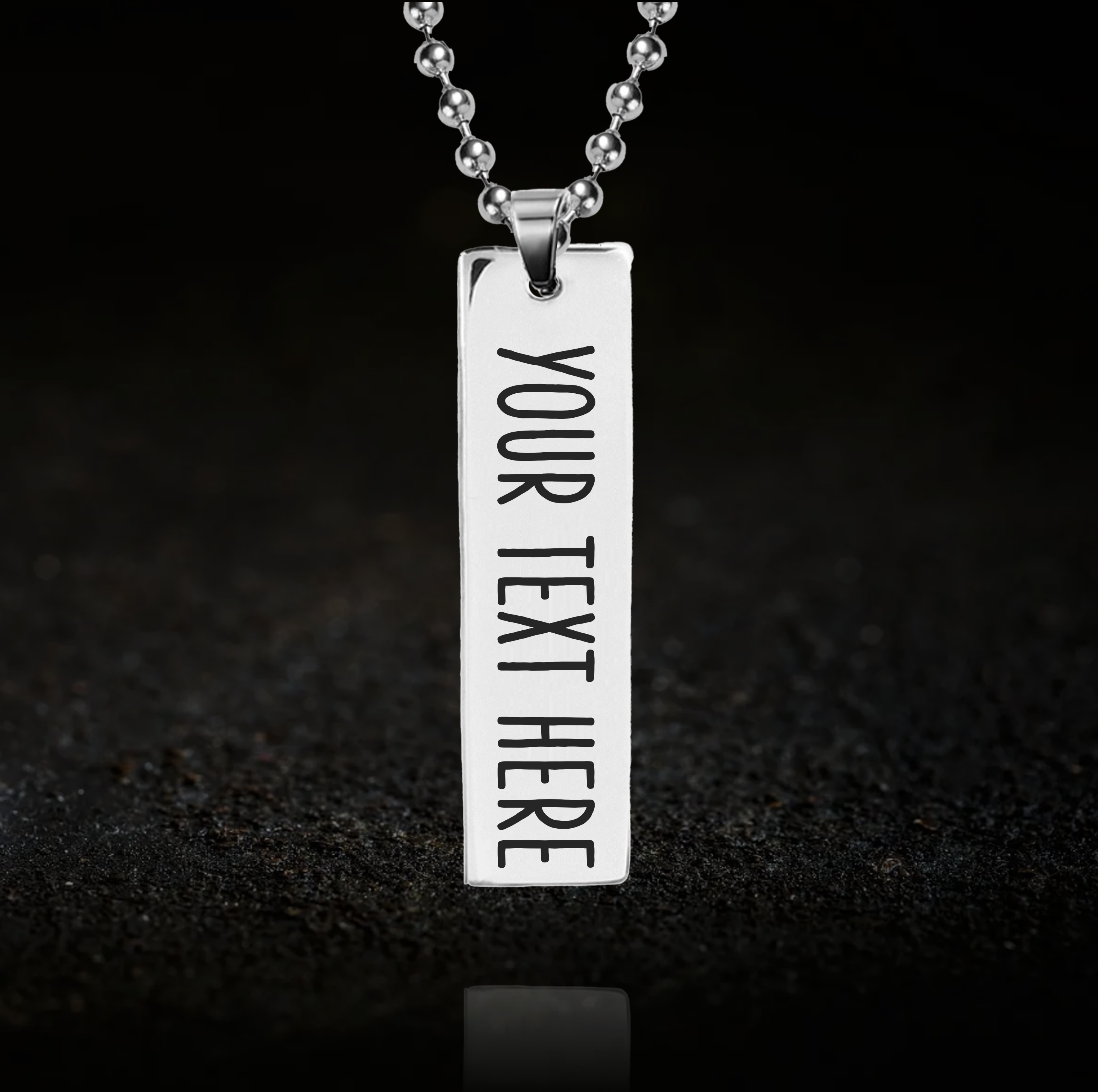 Custom Text, Rectangle Bar Necklace (12 X 50mm)