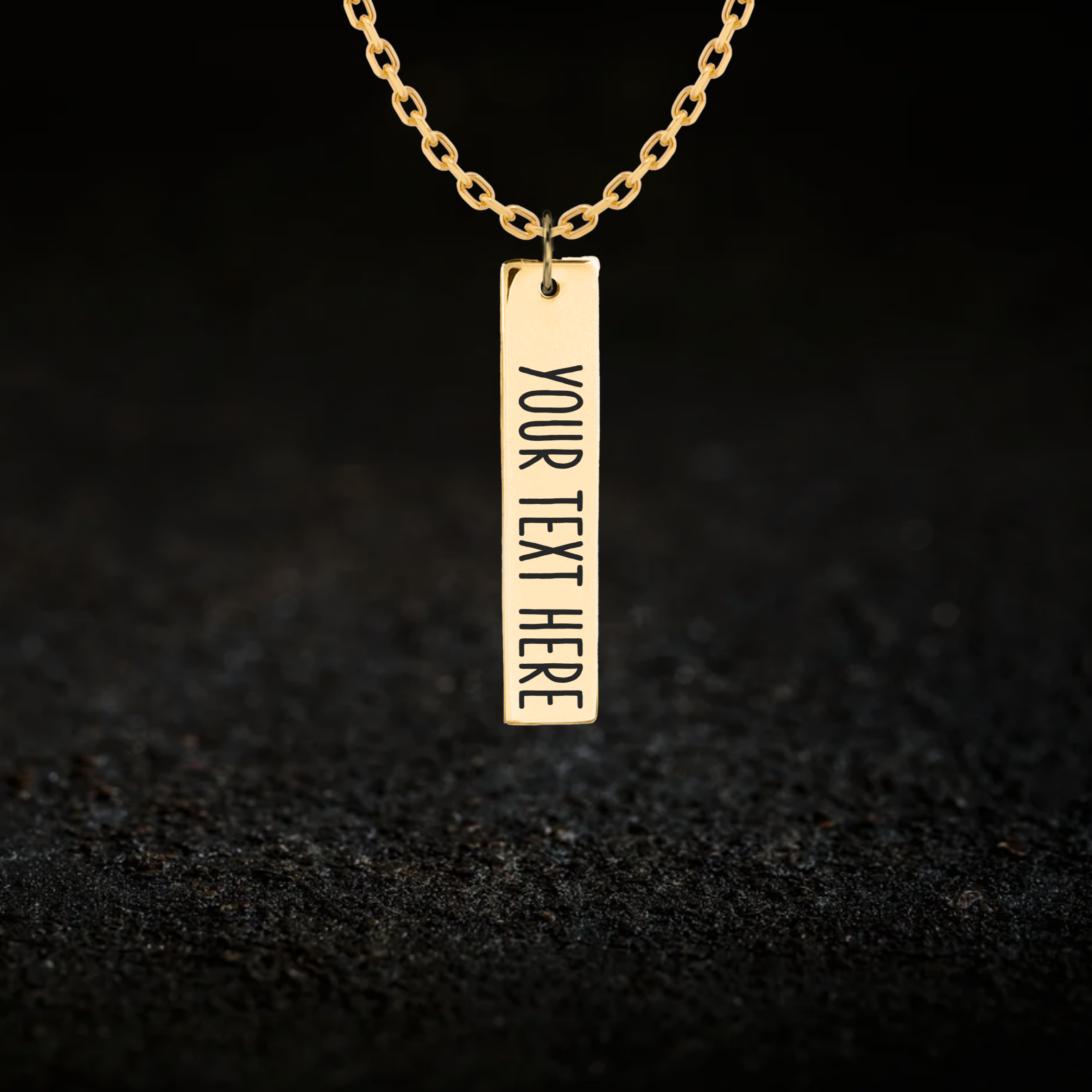 Custom Text, Rectangle Bar Necklace (7 X 35mm)