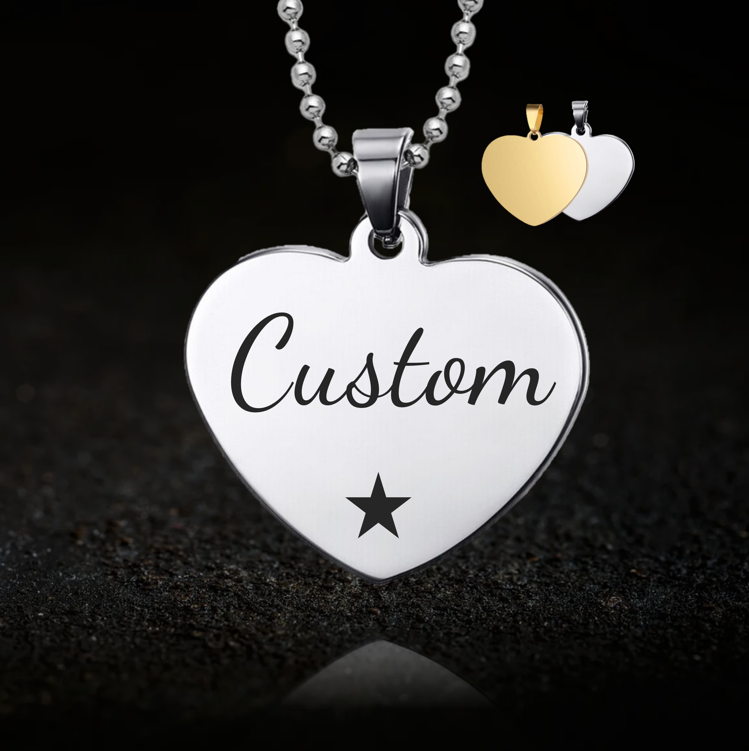 Custom Text Heart Necklace (1 row of text)