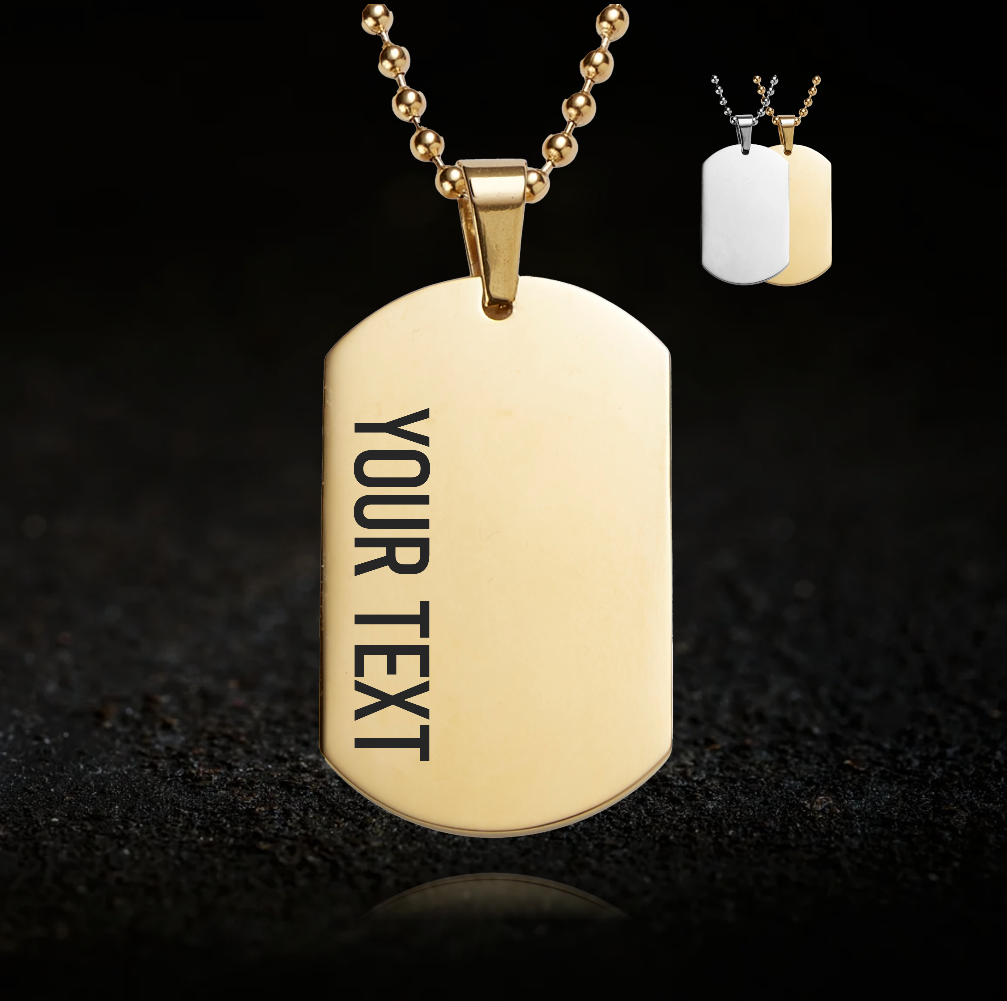 Custom Text, Dog Tag Necklace  (1 row of text)