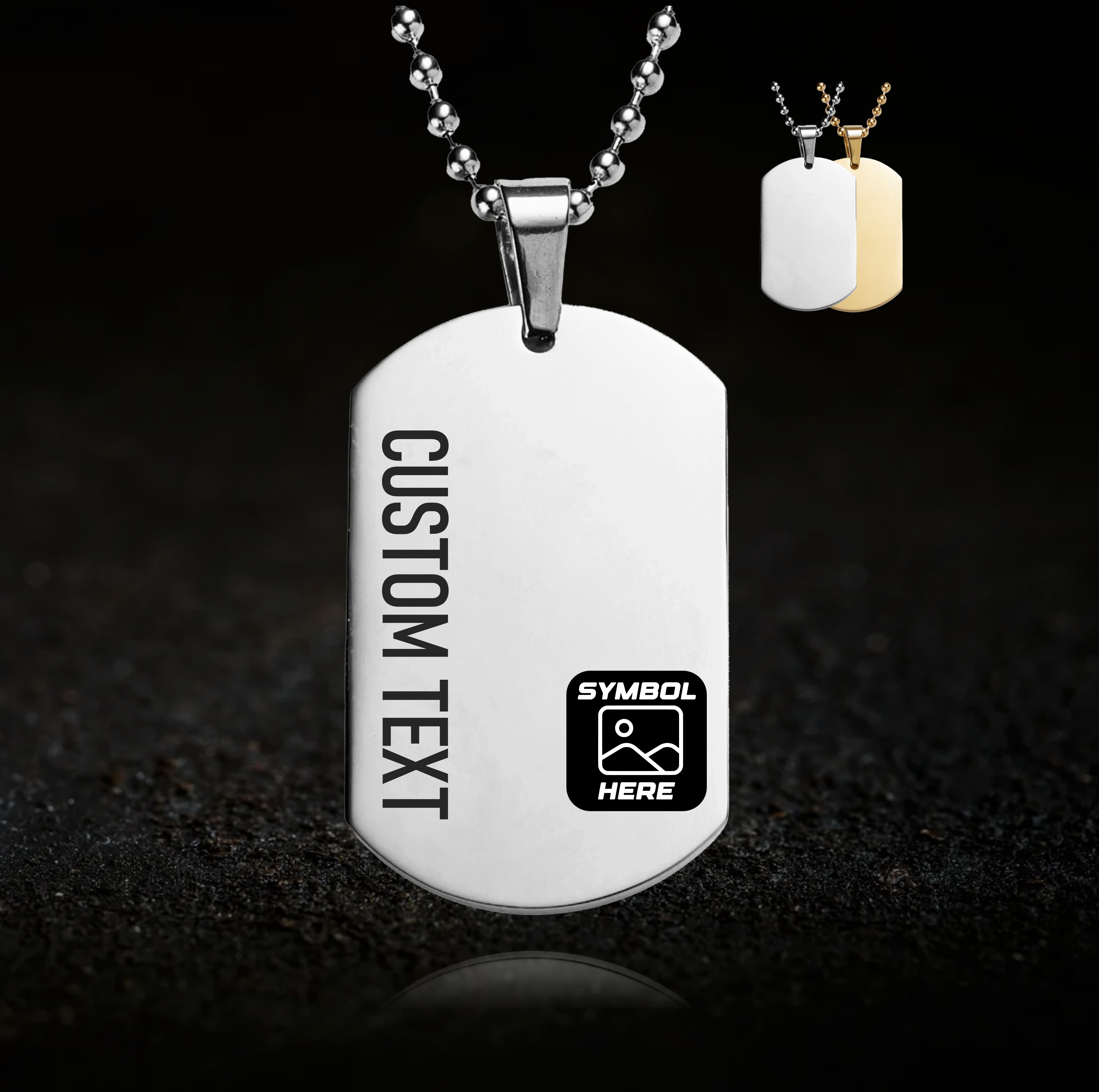 Custom Emblem and Text, Dog Tag Necklace, V1