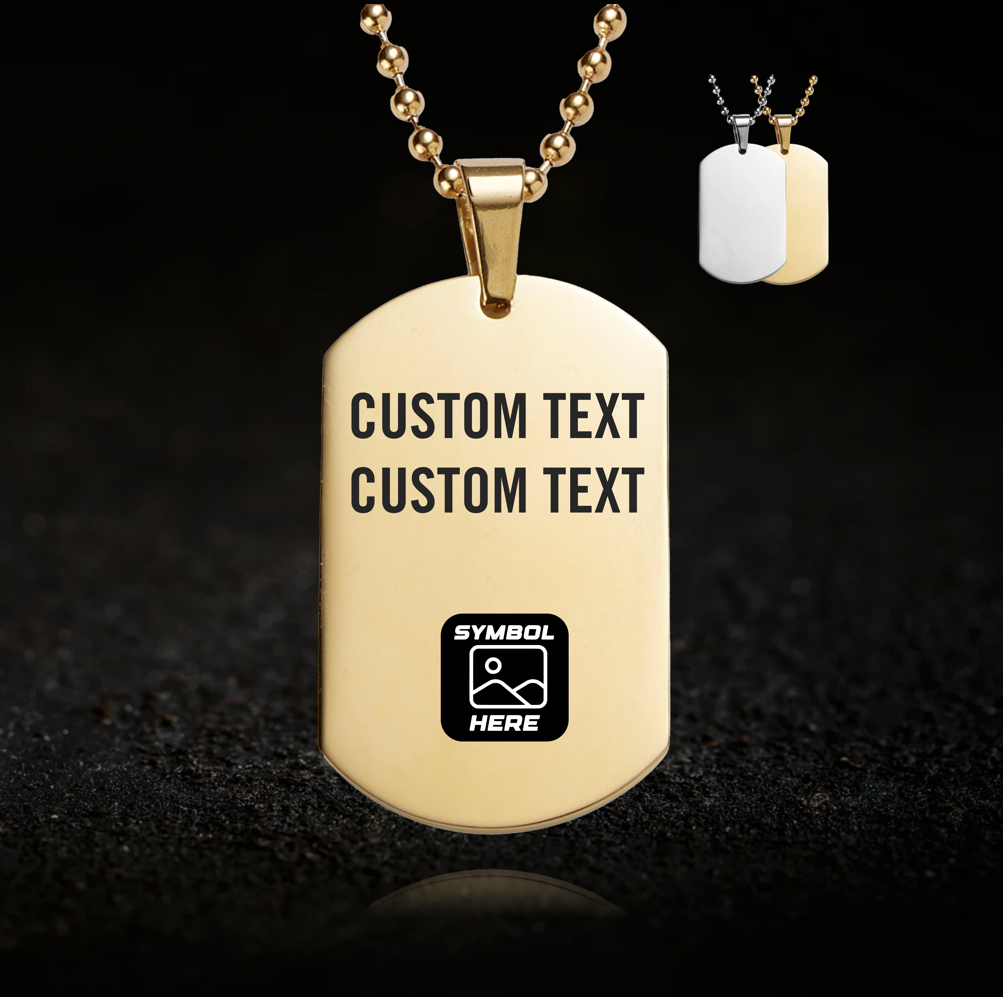 Custom  Emblem and Text, Dog Tag Necklace, V3