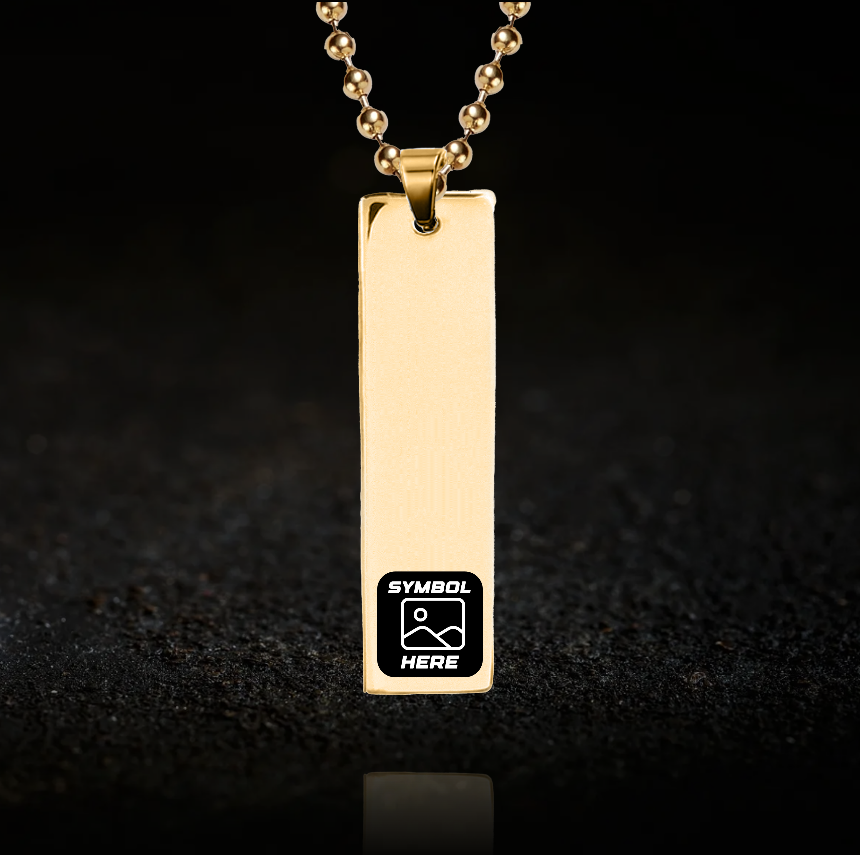 Custom Emblem, Rectangle Bar Necklace (12 X 50mm)