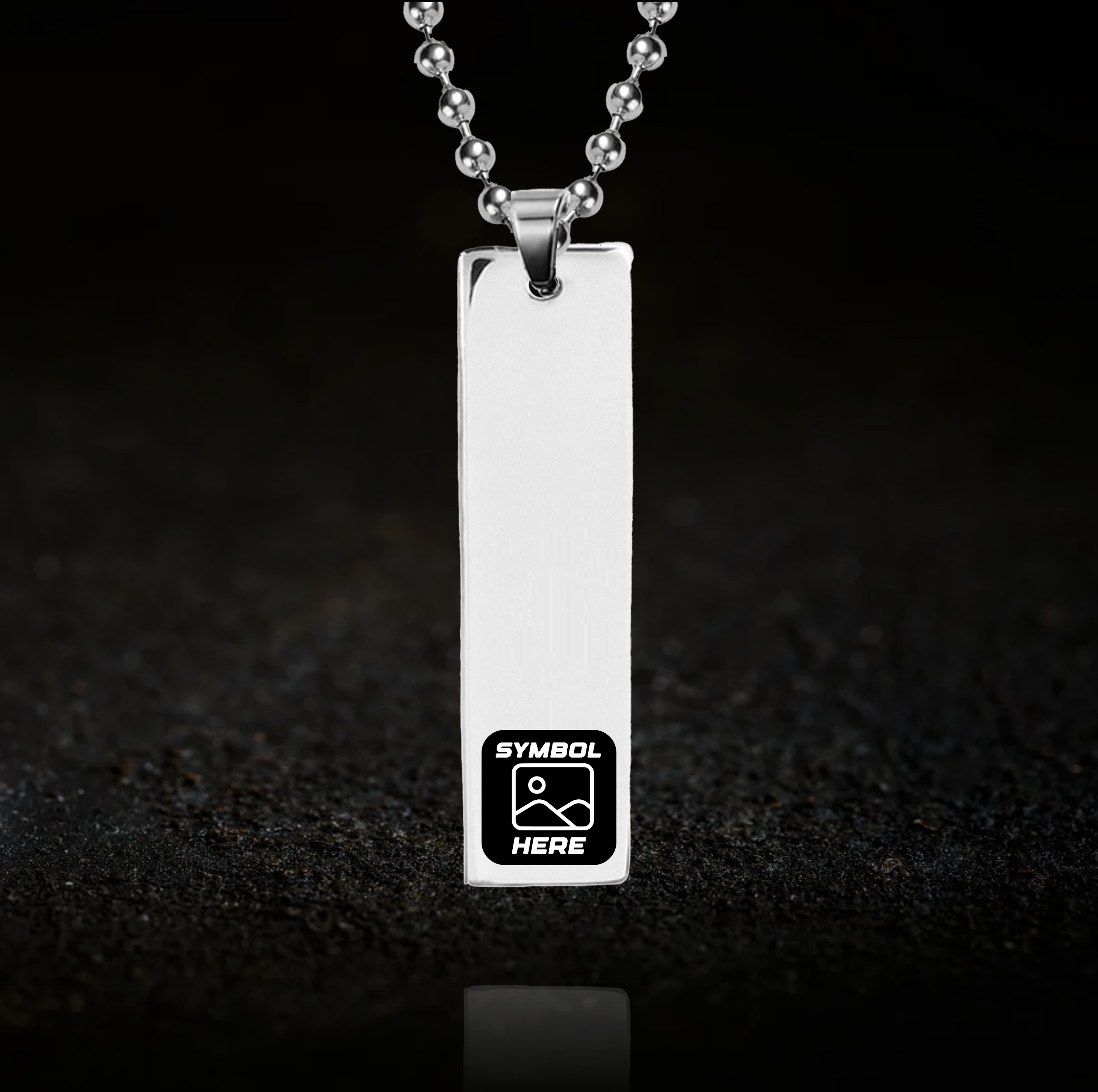 Custom Emblem, Rectangle Bar Necklace (12 X 50mm)