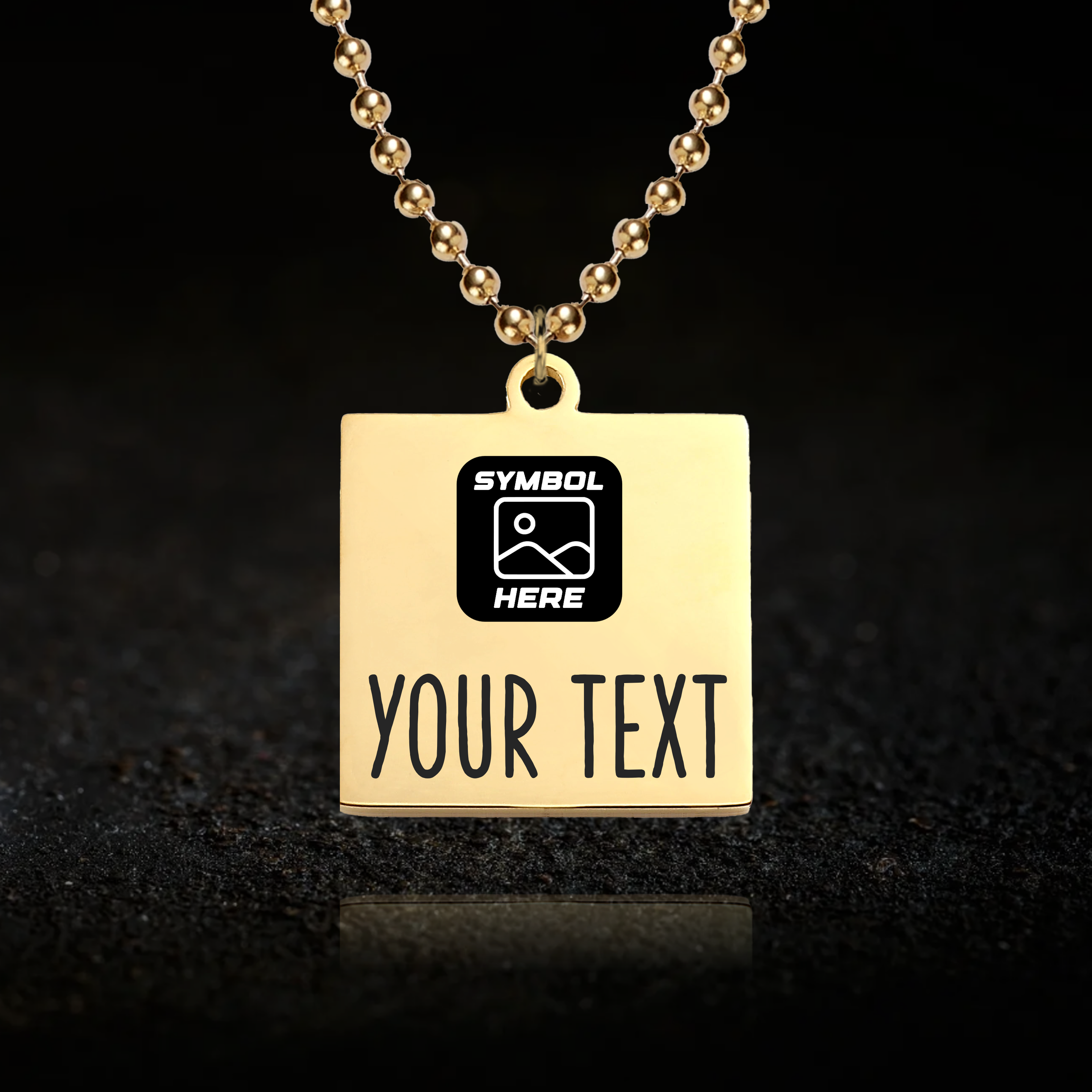 Custom Emblem and Text, Square Necklace