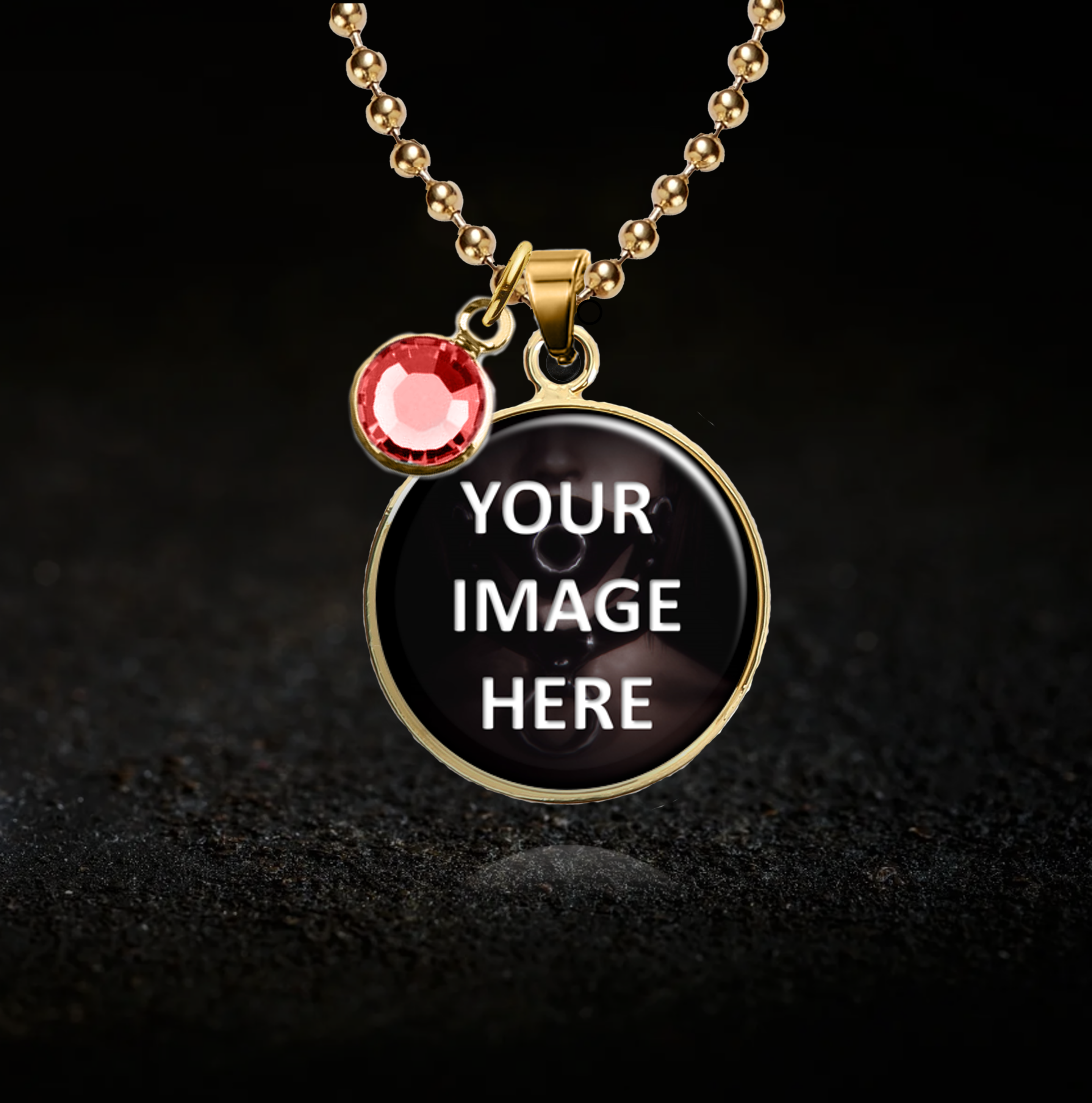 Custom Photo Necklace - Optional Birthstone