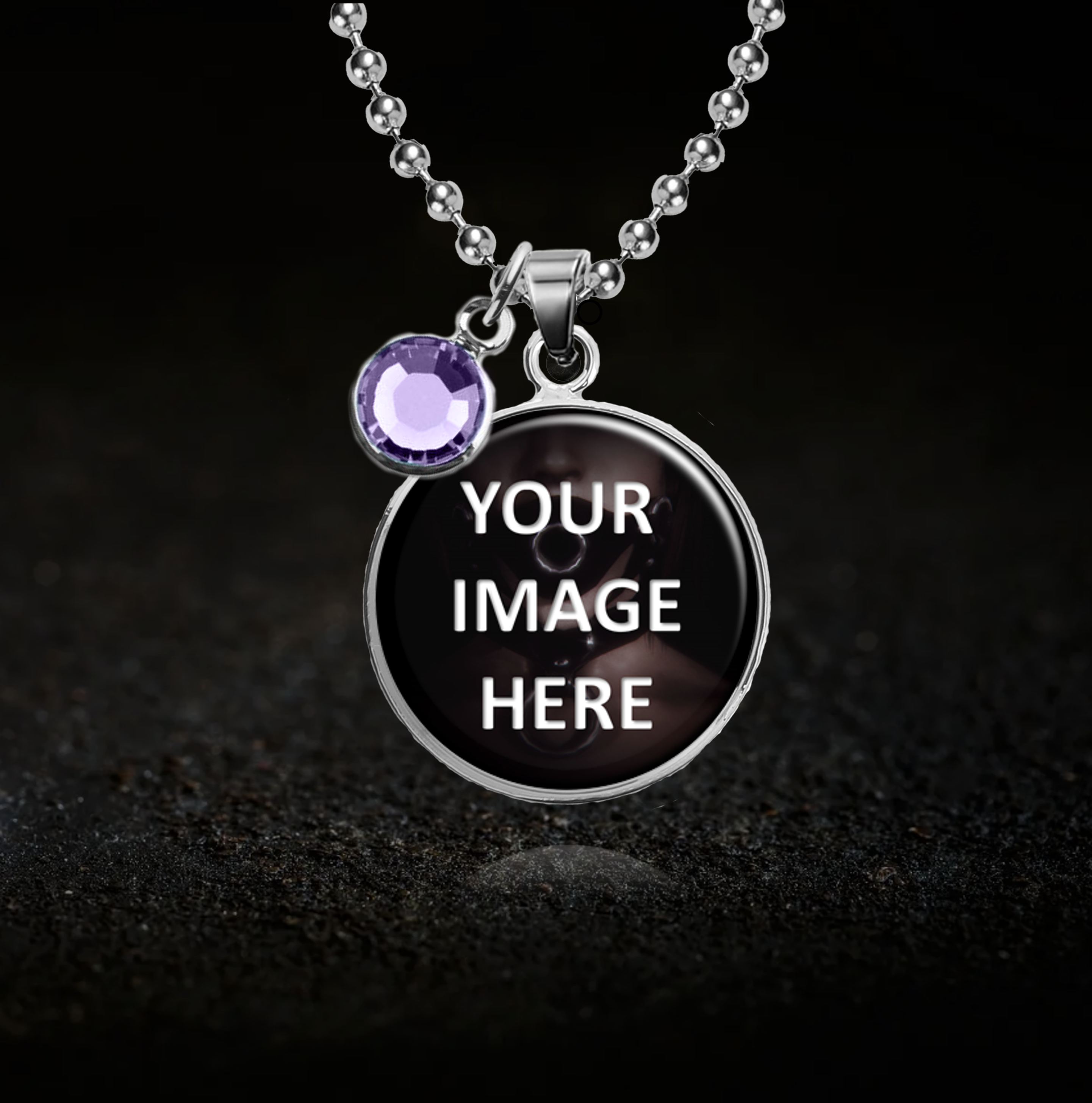 Custom Photo Necklace - Optional Birthstone