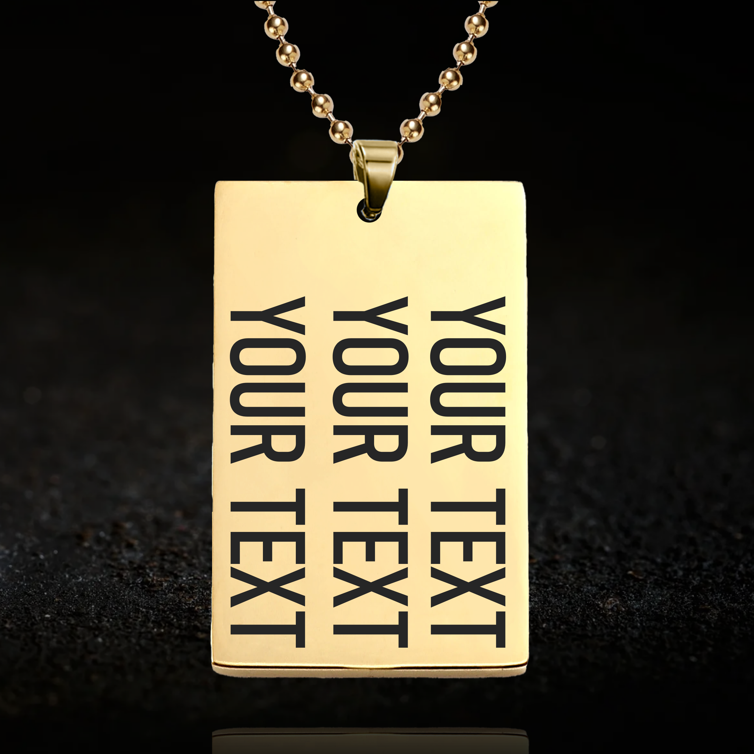 Custom Text, Large Rectangle Necklace (3 rows of text)