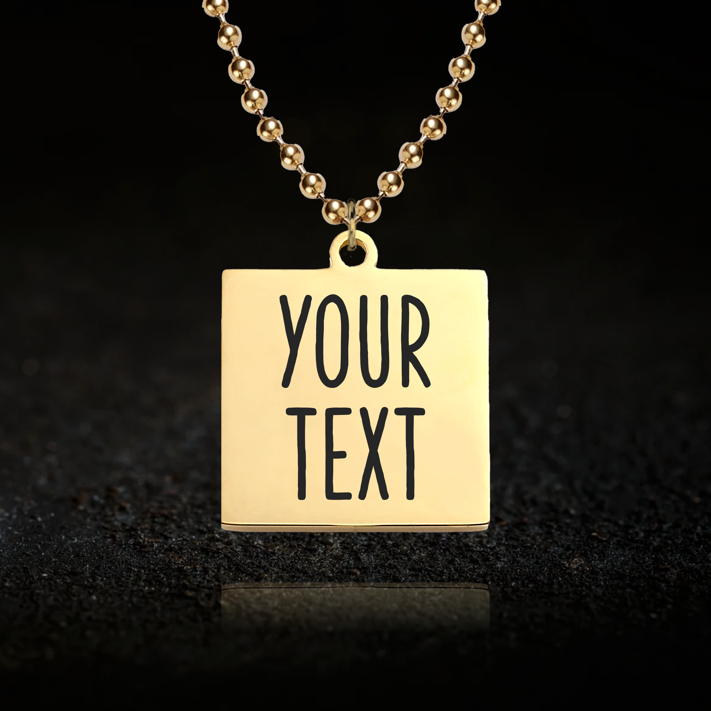 Custom Text, Square Necklace