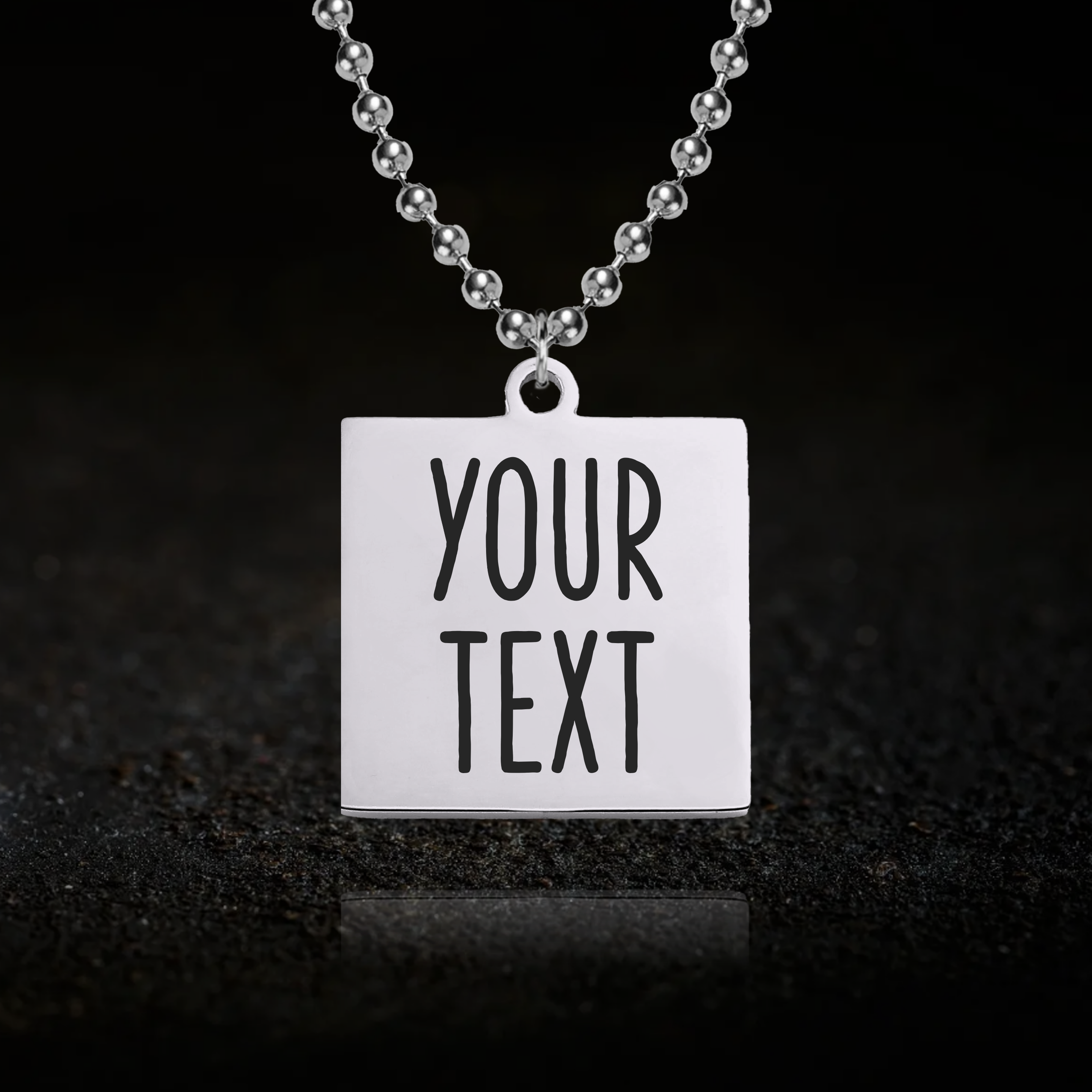 Custom Text, Square Necklace