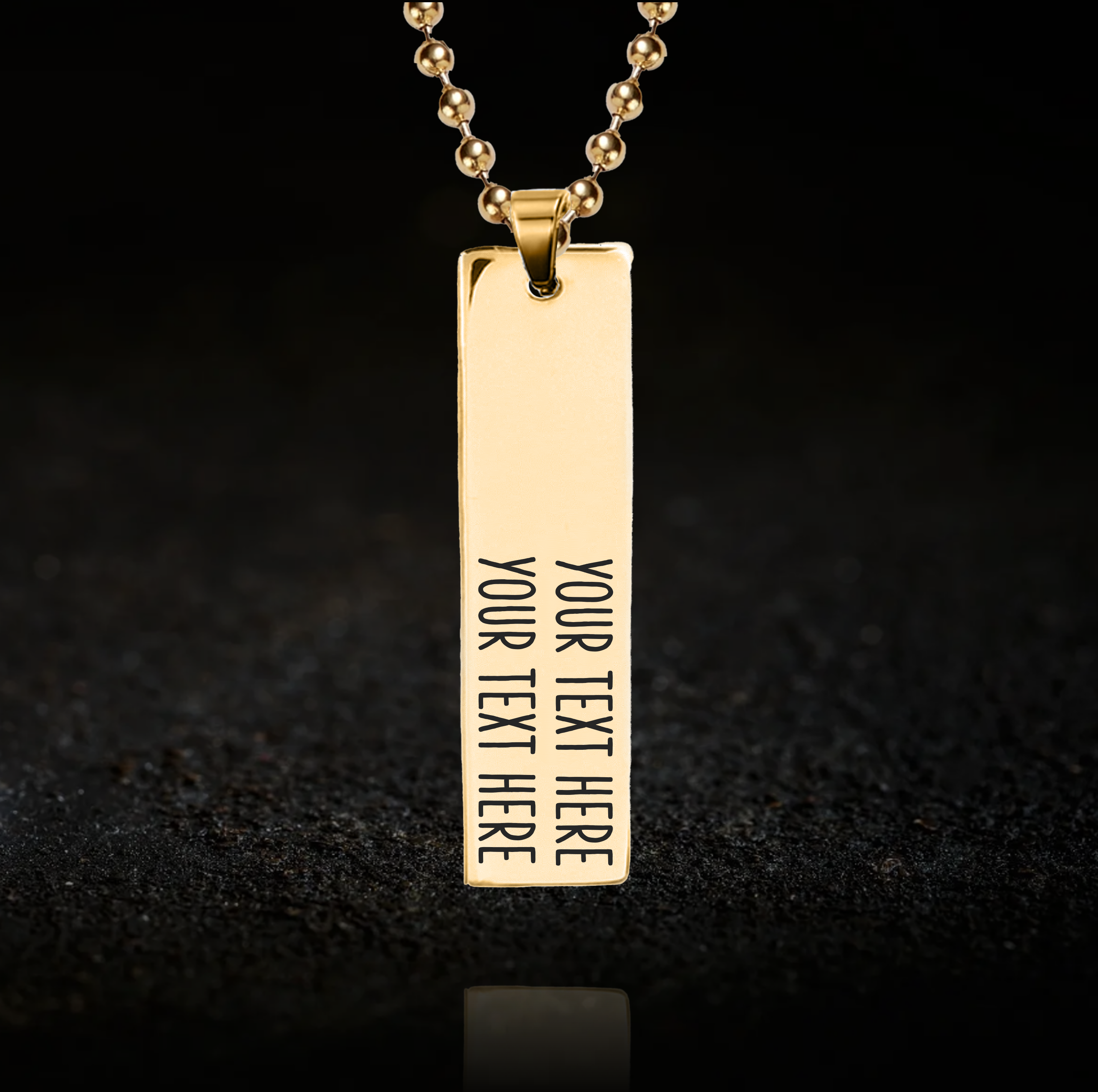 Custom Text, Rectangle Bar Necklace (12 X 50mm, 2 Lines of Text)