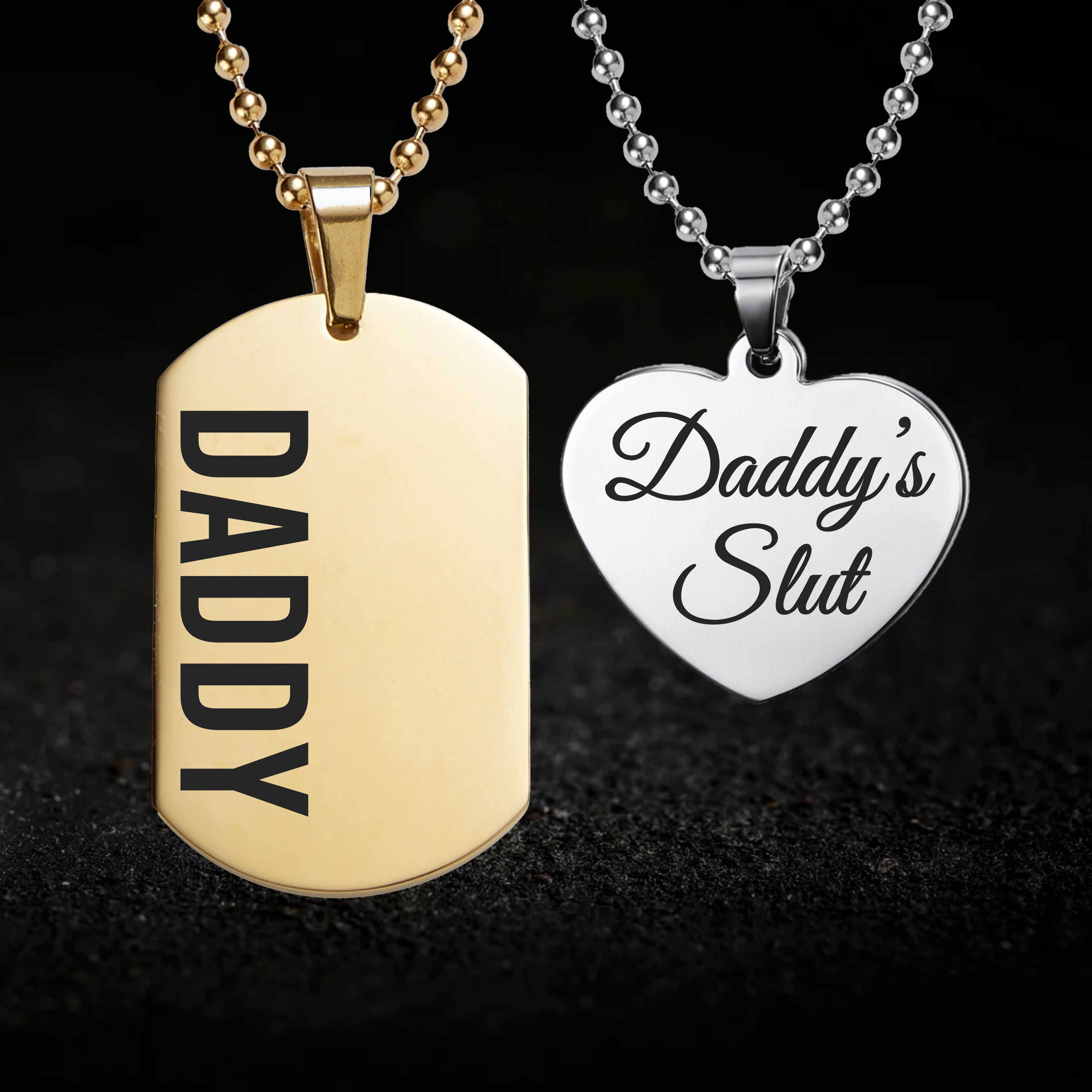 Dominant Daddy and Submissive Daddy's Slut, Necklace Set