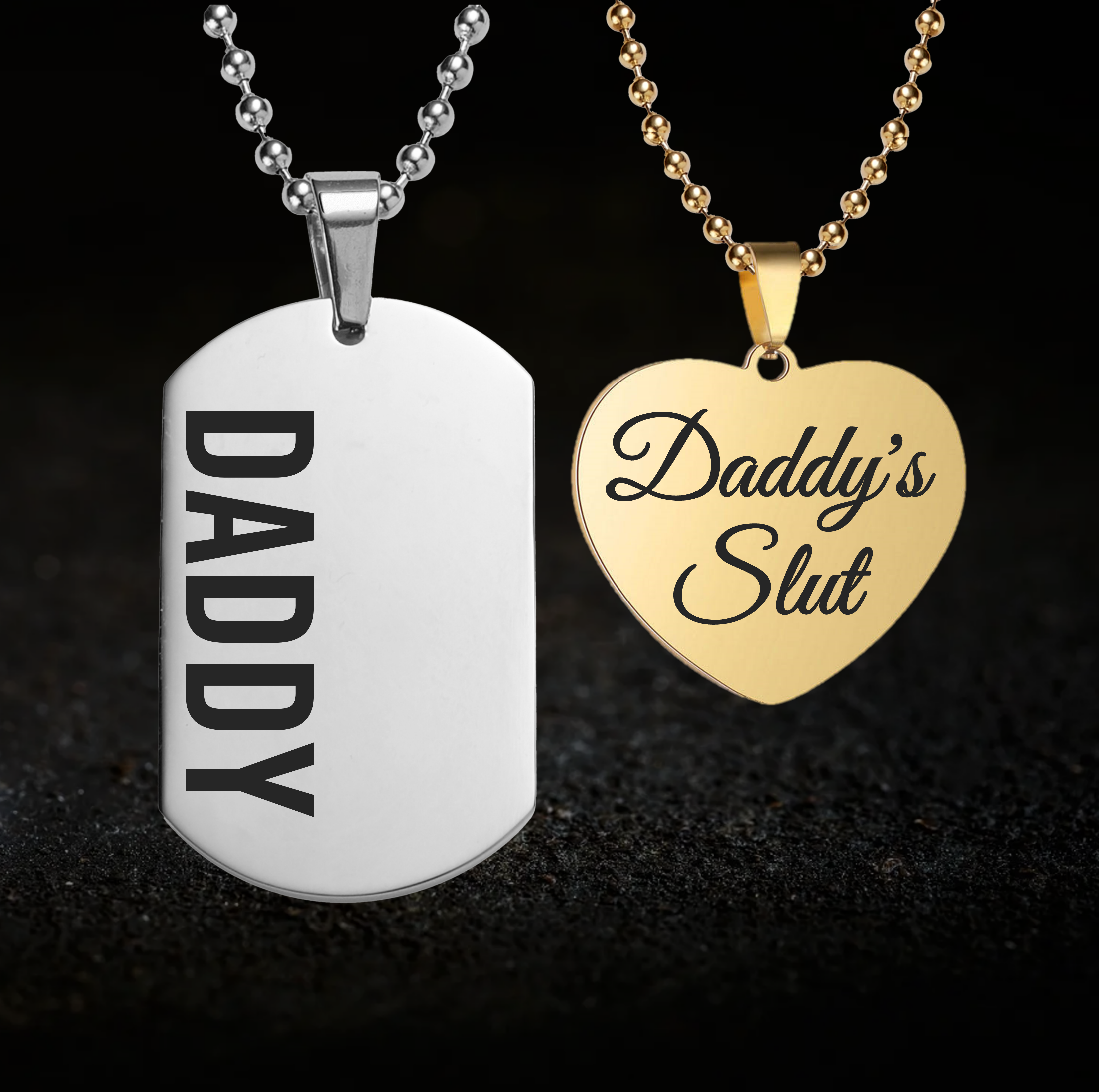 Dominant Daddy and Submissive Daddy's Slut, Necklace Set