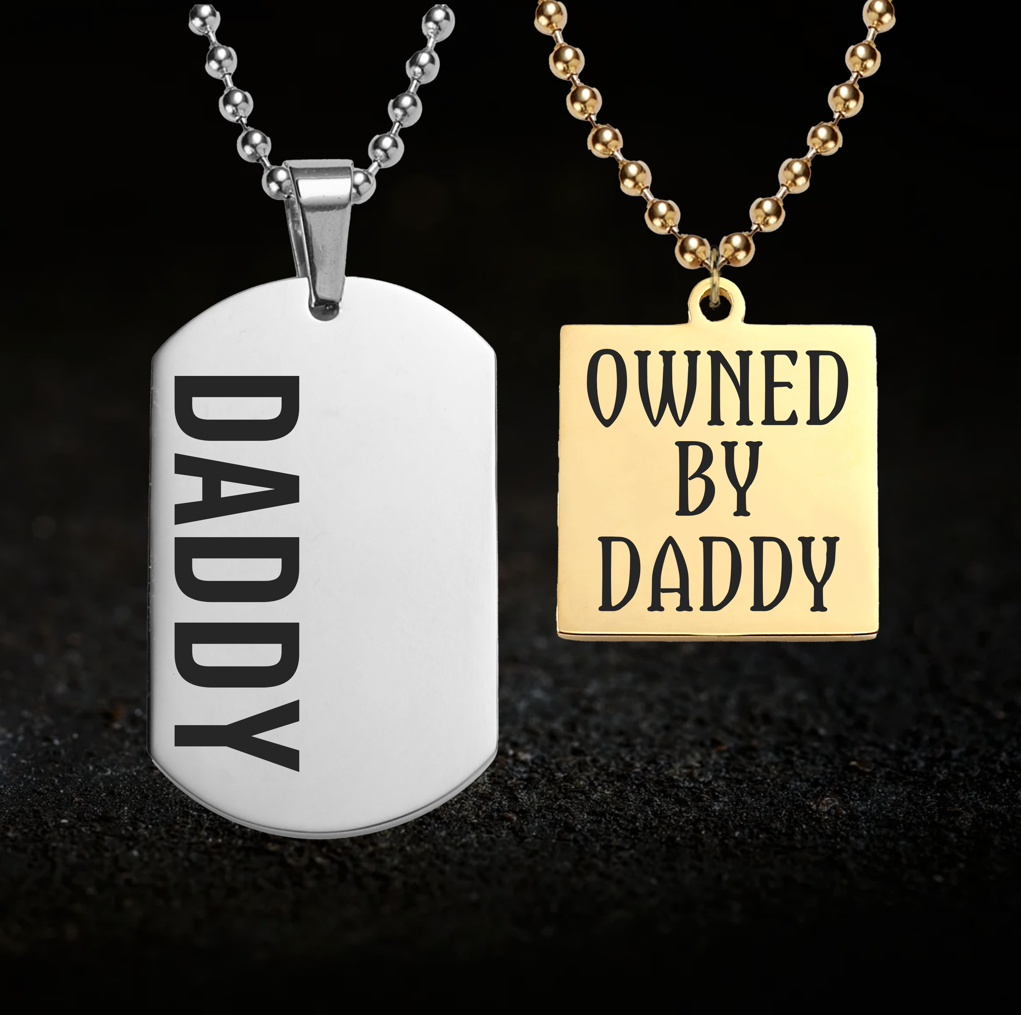 Dominant Daddy and Owned by Daddy, BDSM Dynamic Necklace Set