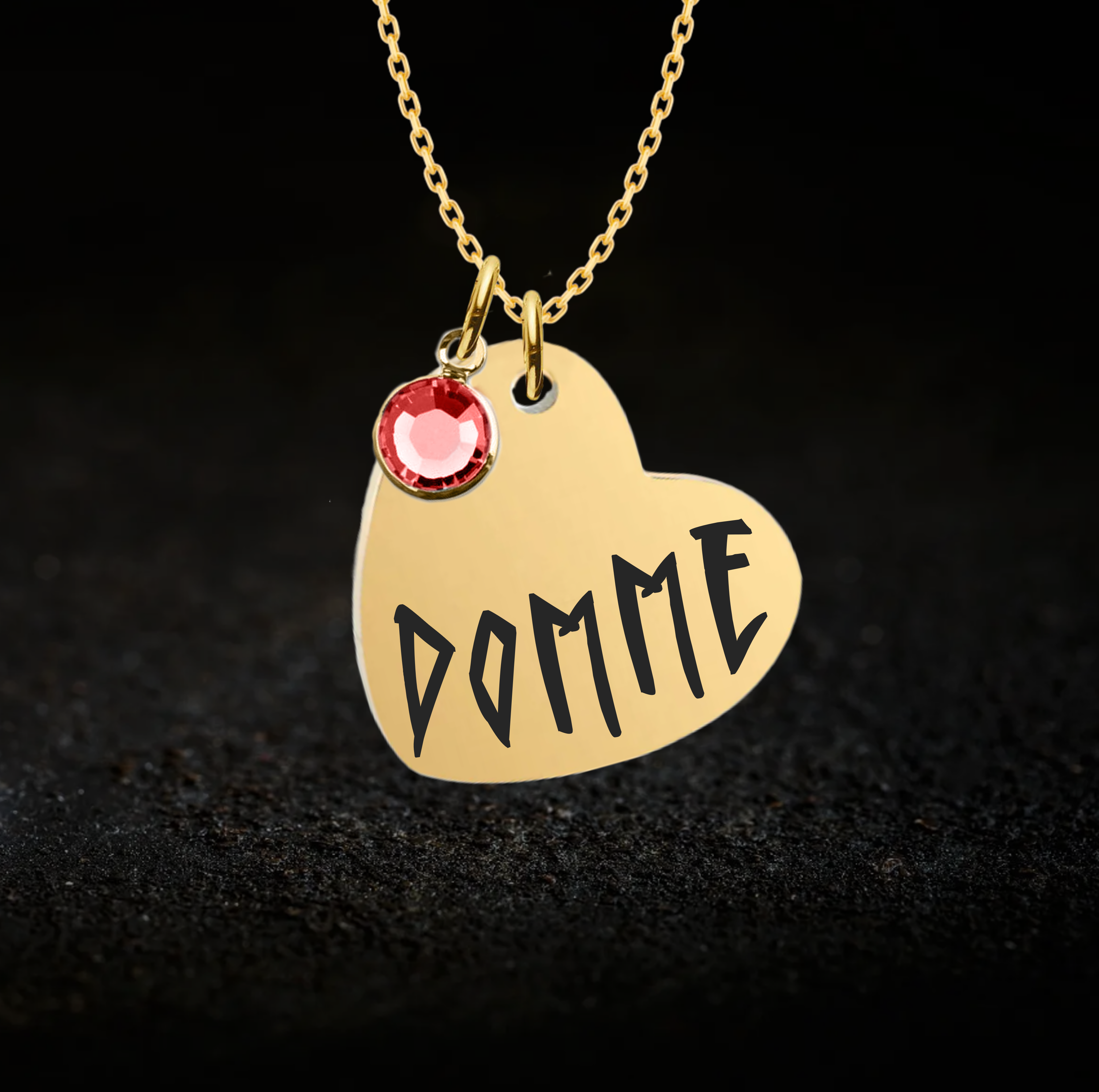 Dominant BDSM Heart Necklace, Optional Birthstone