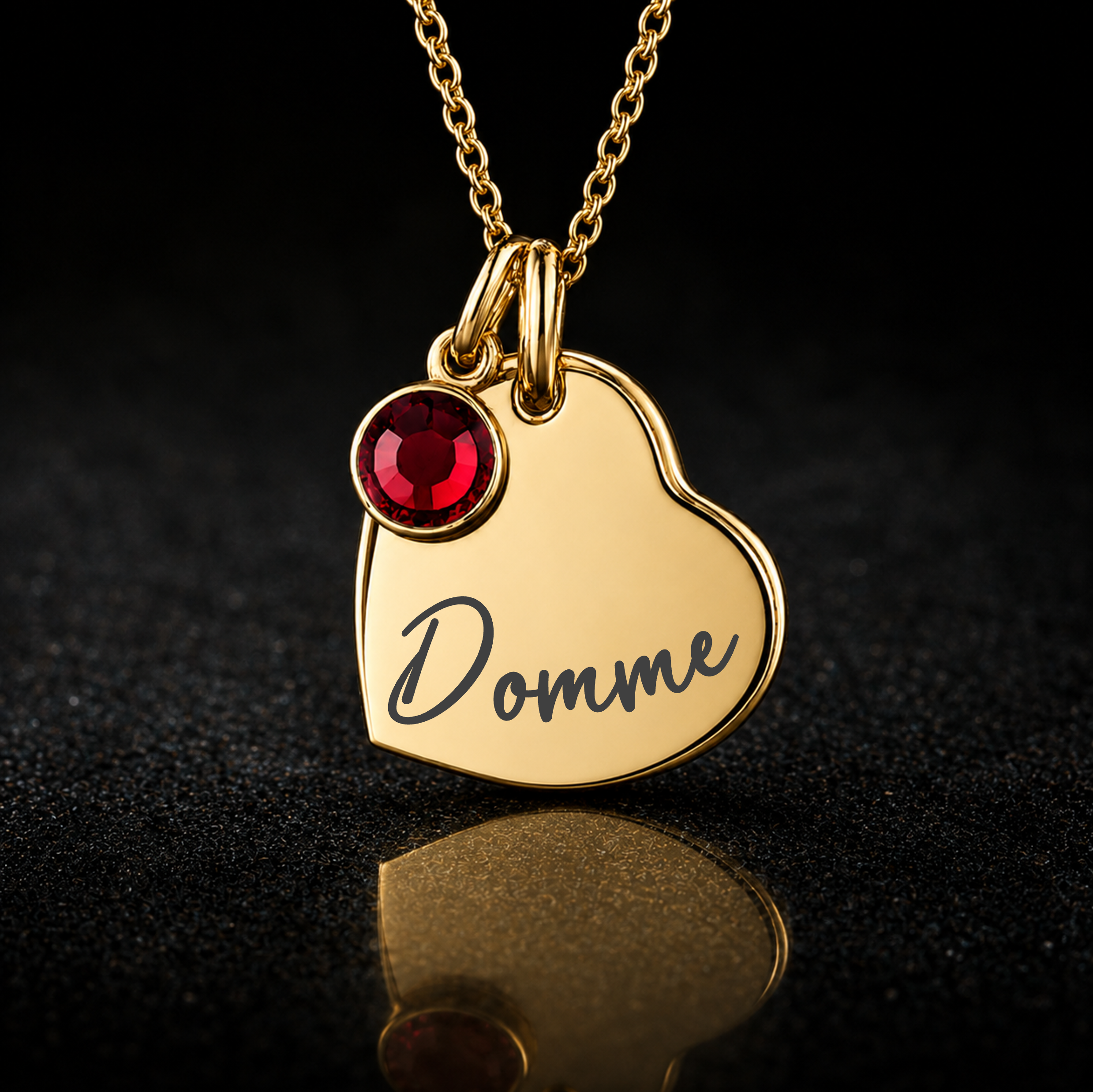 Dominant BDSM Heart Necklace, Optional Birthstone