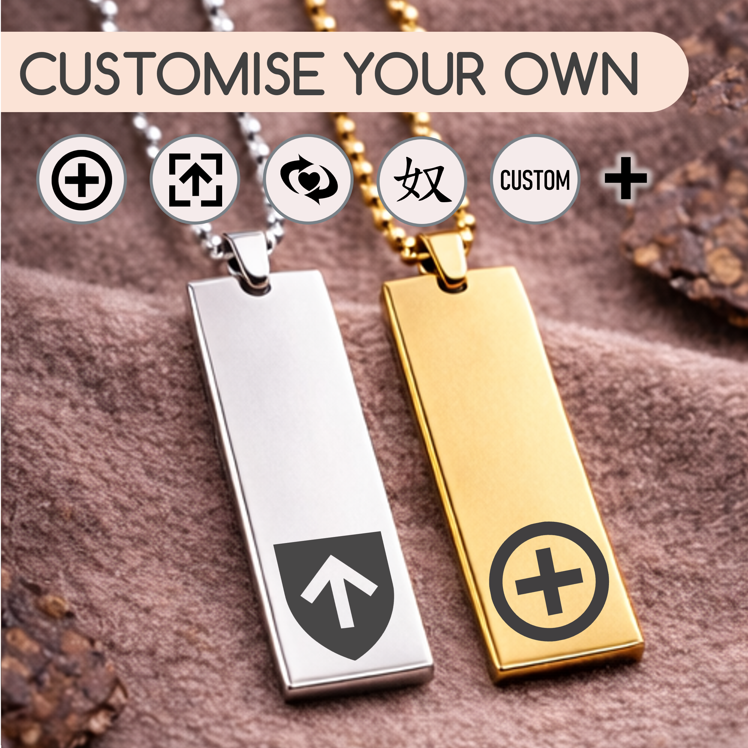 Create your own - Custom Symbol Dynamic Bar Pendant - Single or Set of 2