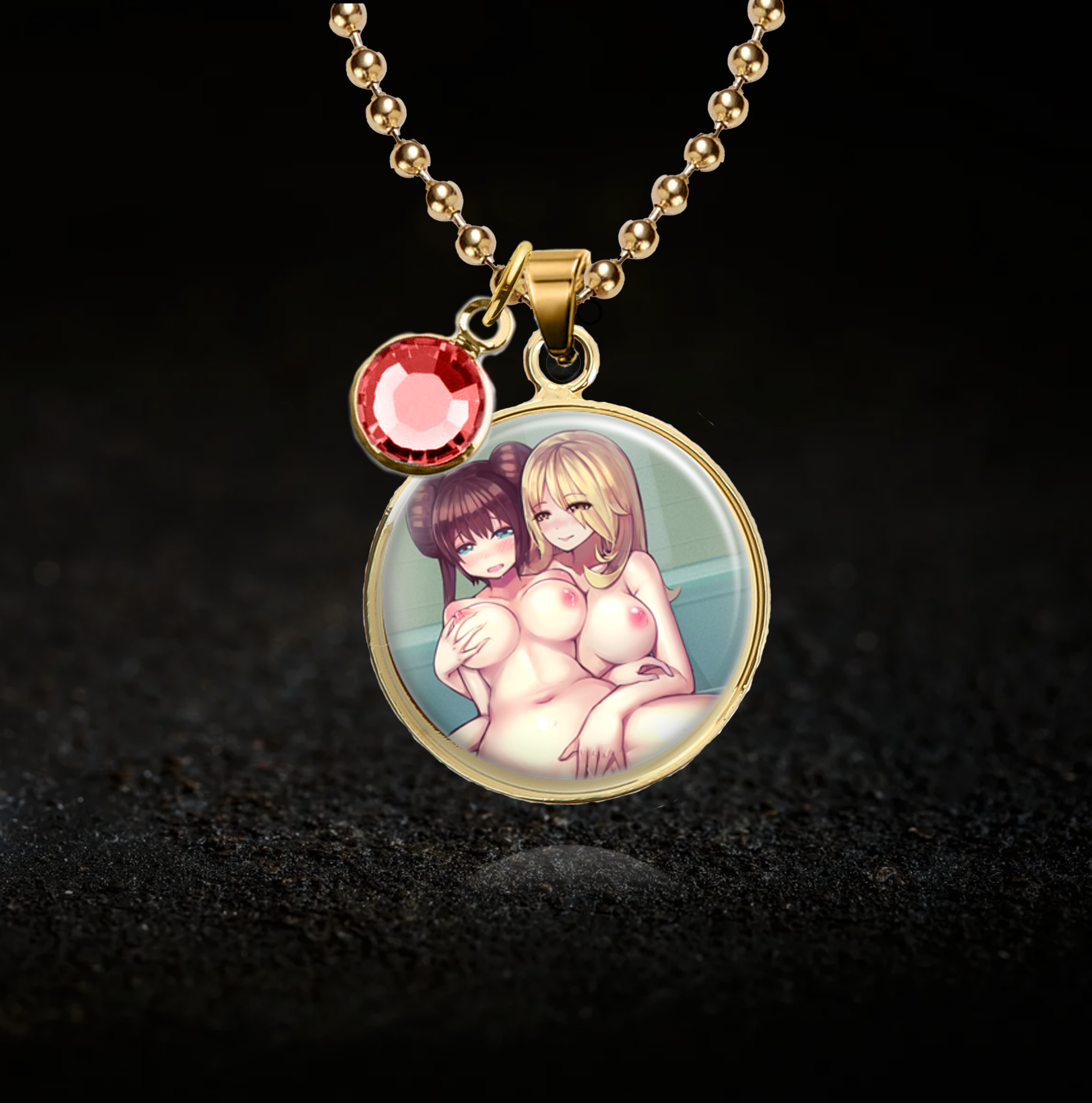Lesbian Fun, Hentai Necklace - Optional Birthstone