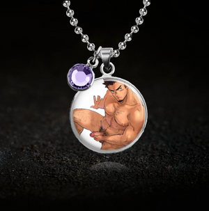 anime fetish necklace with birthstone charm