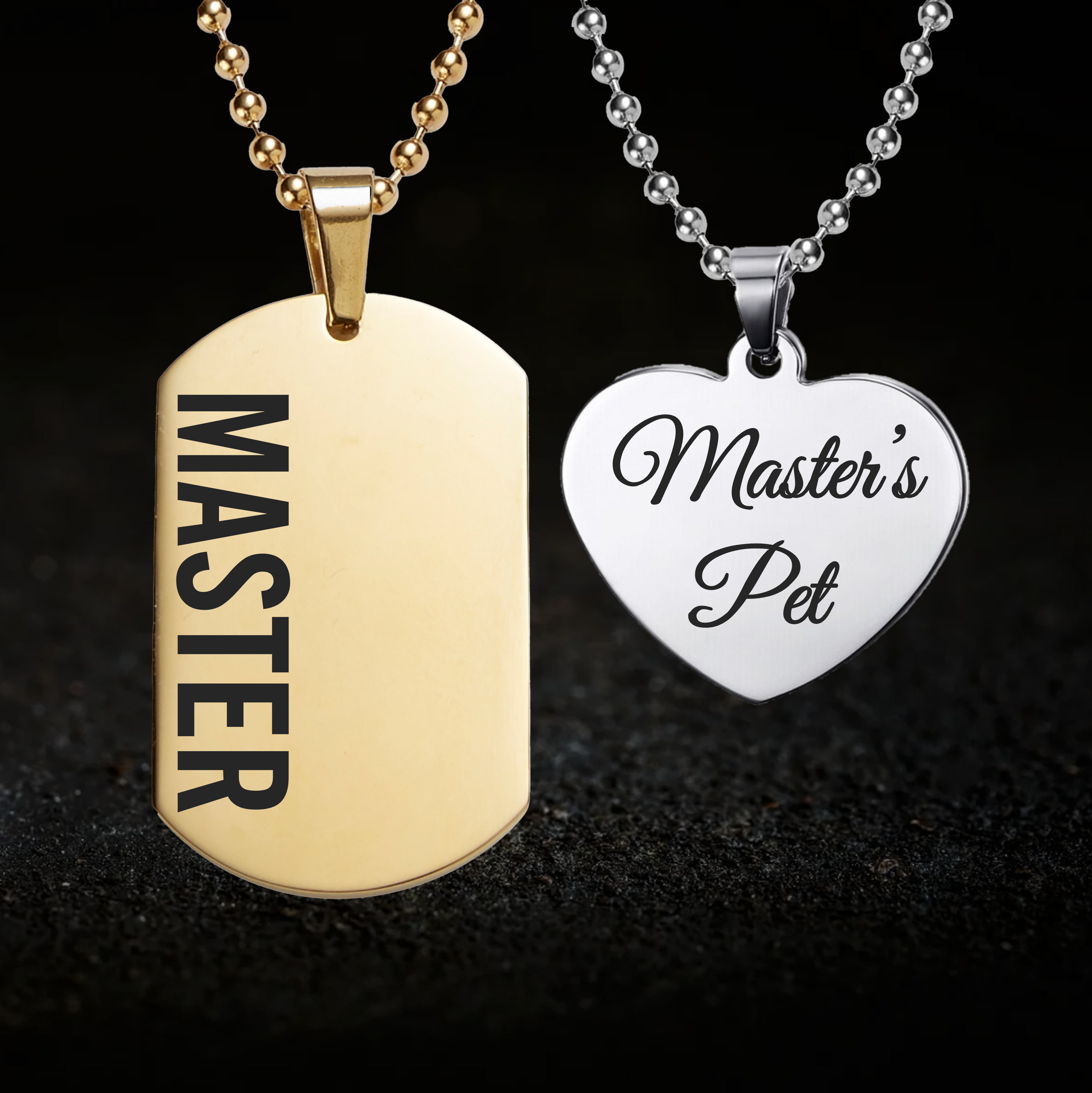 Dominant Master and Submissive Master's Pet, Necklace Set