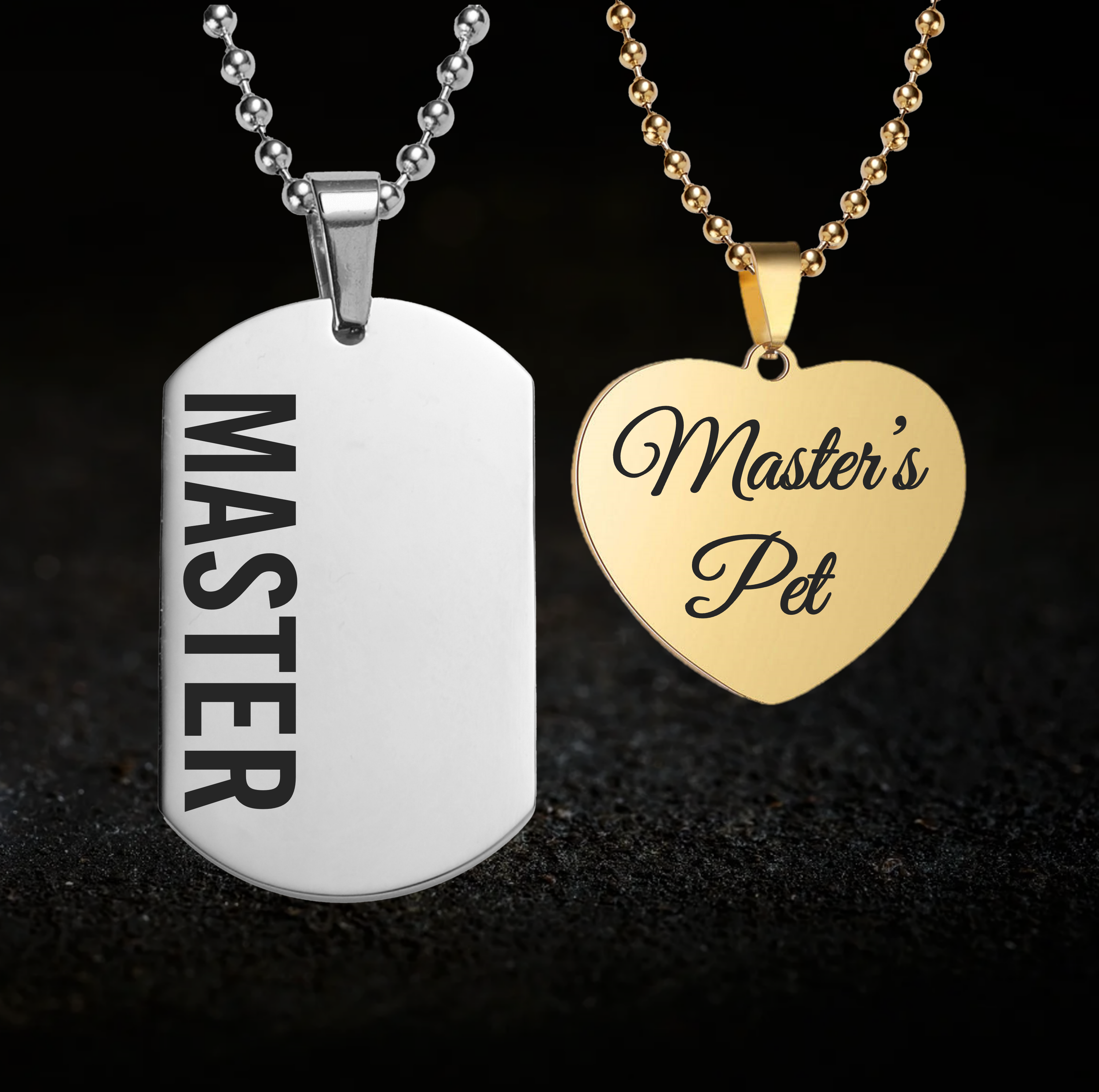 Dominant Master and Submissive Master's Pet, Necklace Set