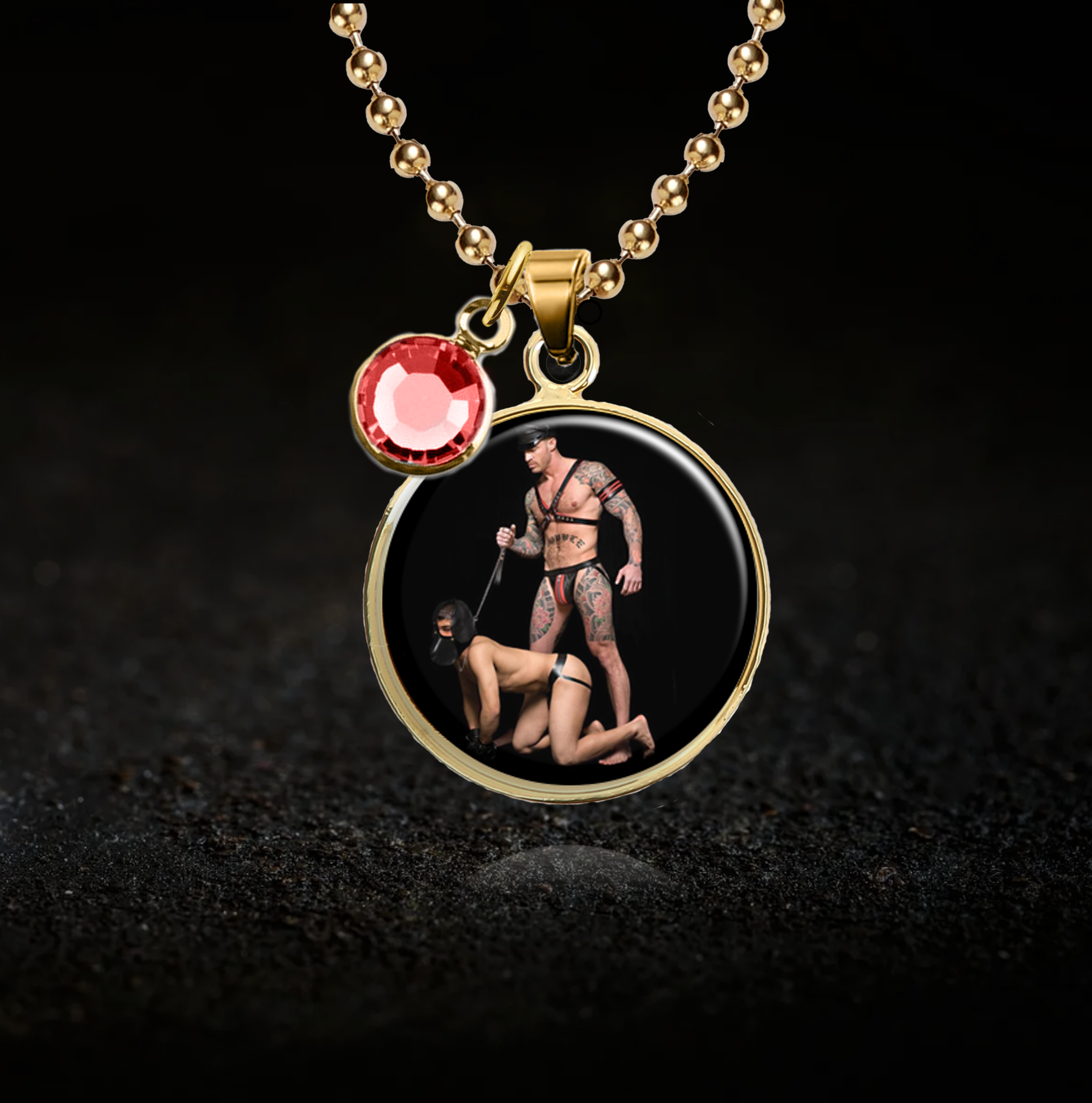 Handler and His Slave, Pup Necklace - Optional Birthstone