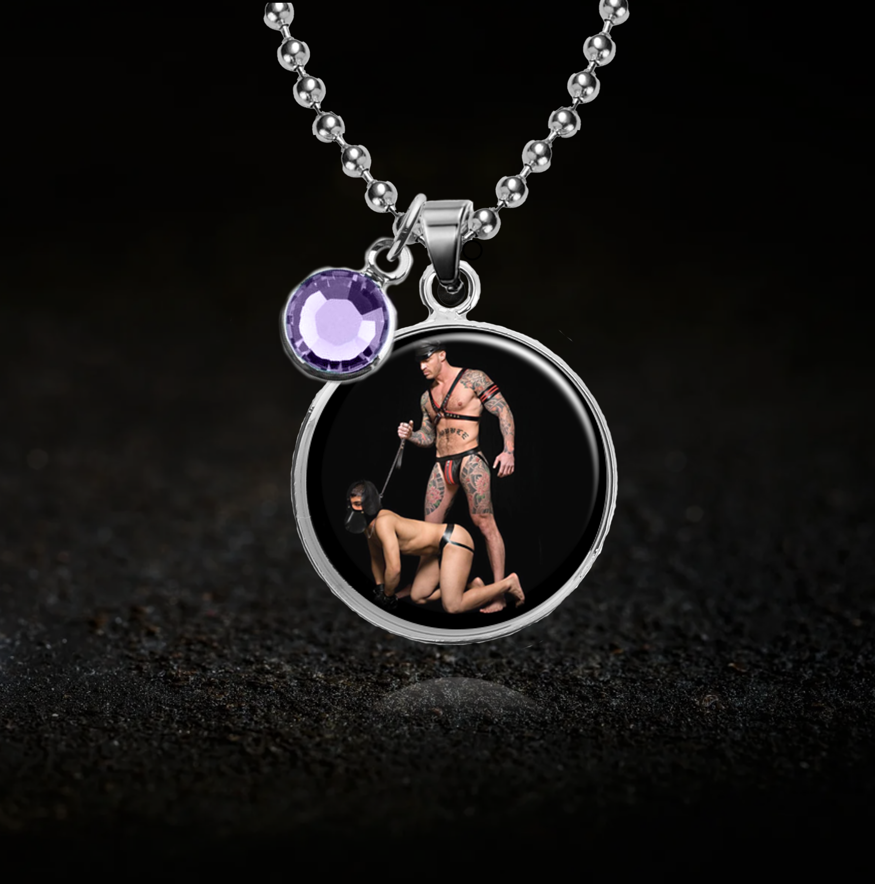 Handler and His Slave, Pup Necklace - Optional Birthstone