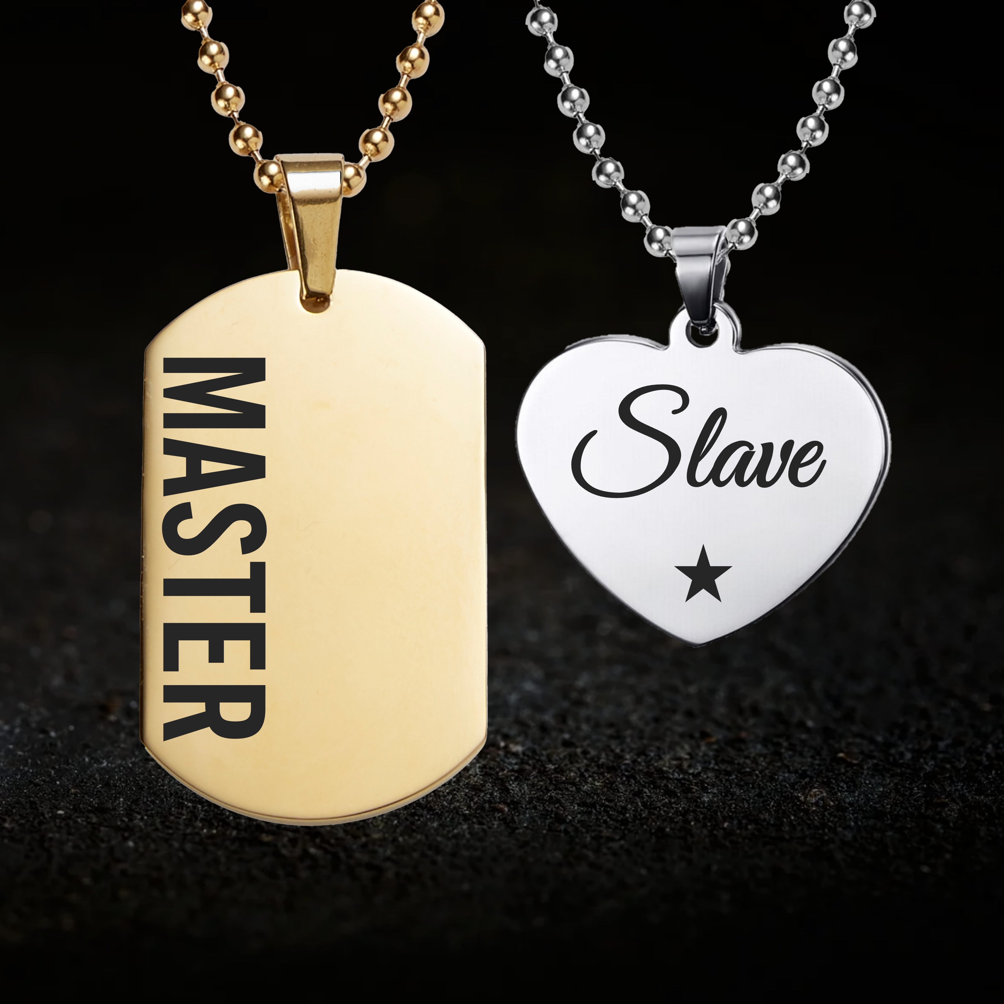 Dominant Master and Submissive Slave, BDSM Necklace Set