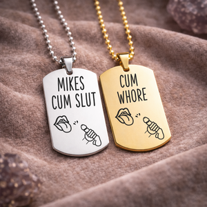 Personalised name submissive necklace custom engraved fetish dog tag jewellery