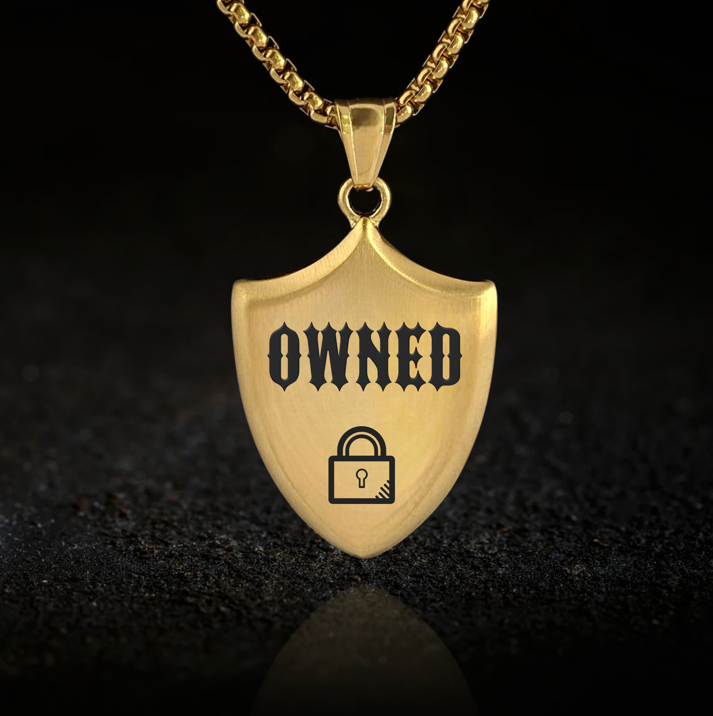 Submissive Owned Padlock, BDSM Shield Pendant Necklace