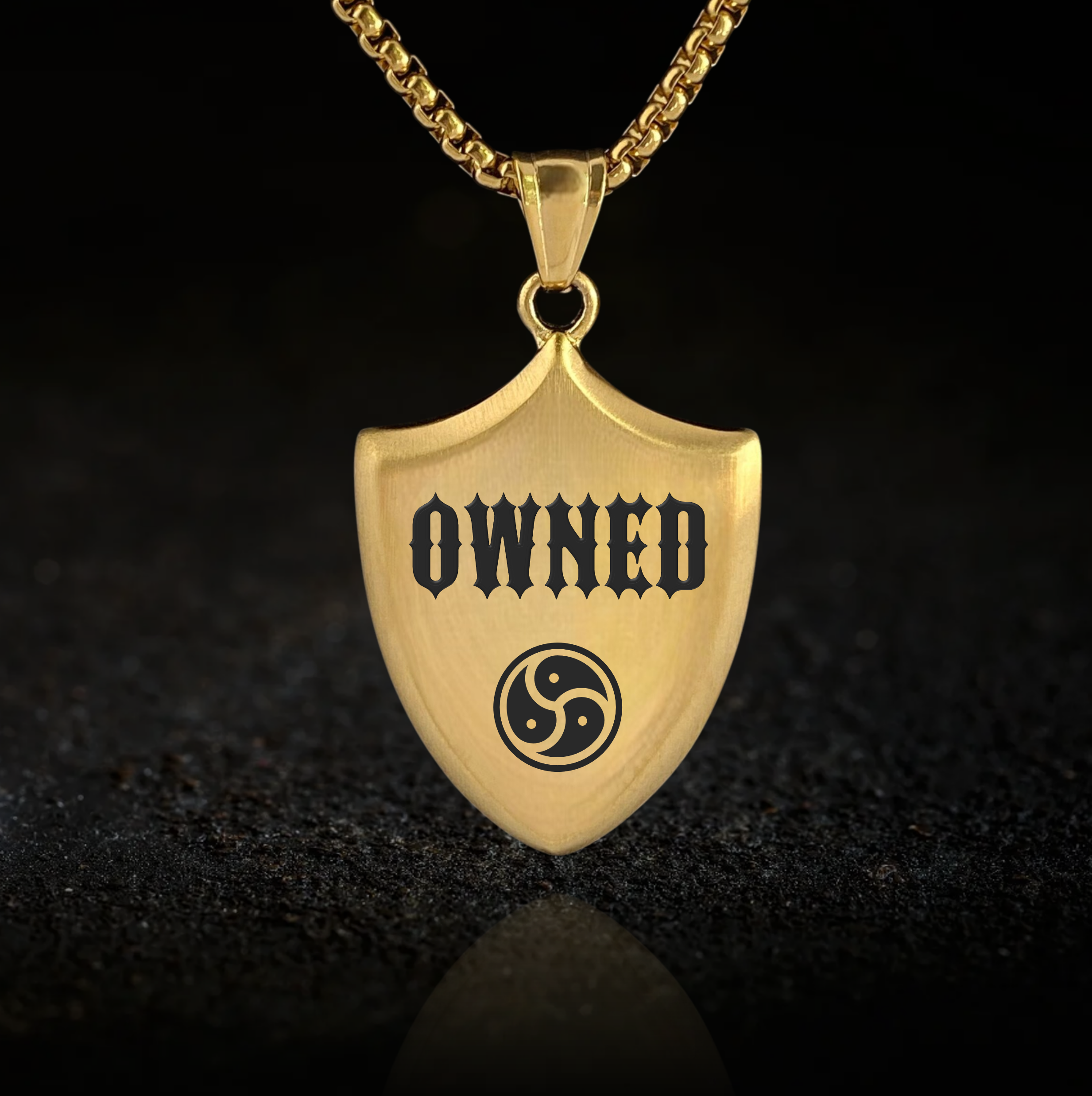 Submissive Owned, BDSM Triskelion, Shield Pendant Necklace
