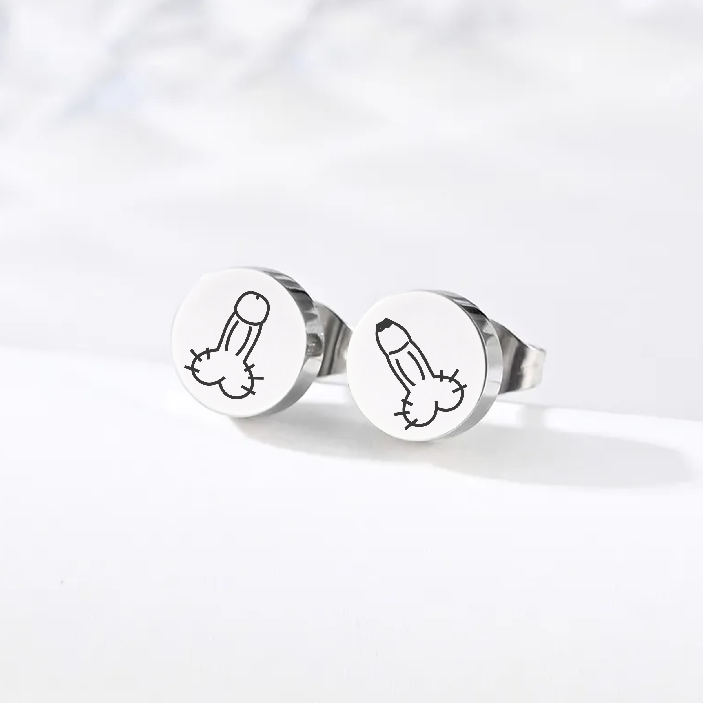 Cut/Uncut Penis, Stud Earrings