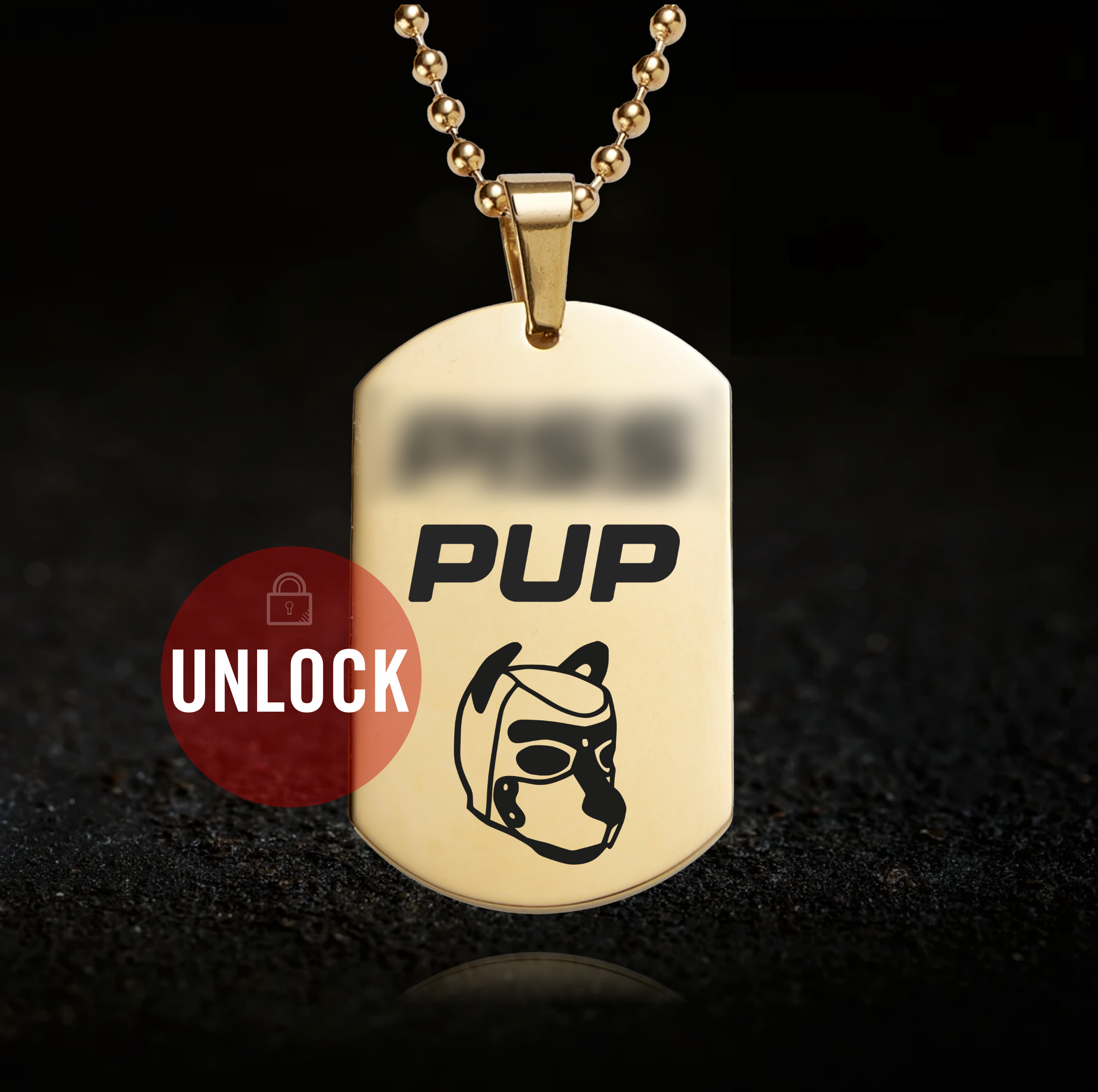 Pup play role tag necklace stainless steel fetish jewellery pendant
