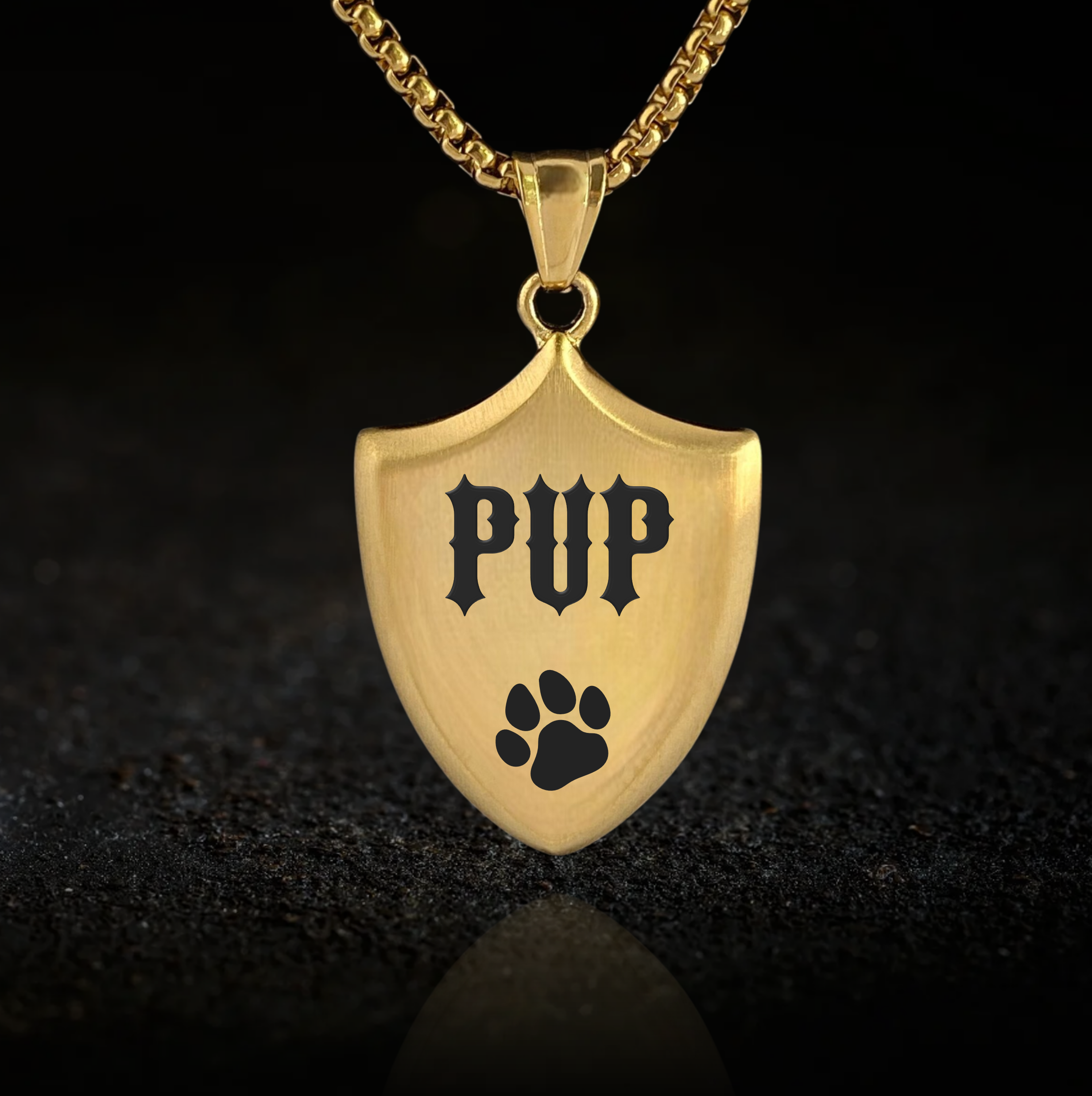 Human Puppy Paw, Shield Pendant Necklace