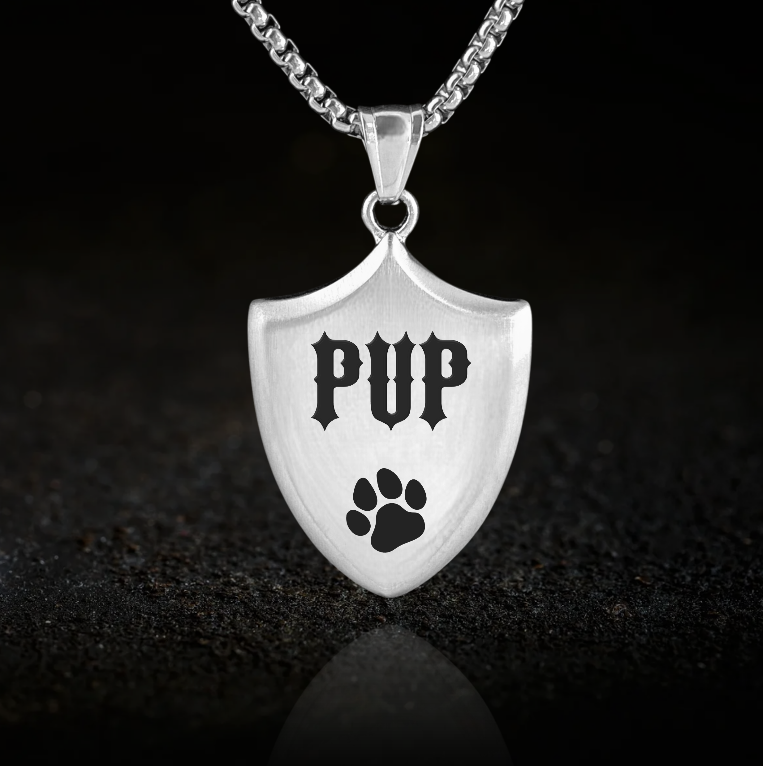 Human Puppy Paw, Shield Pendant Necklace